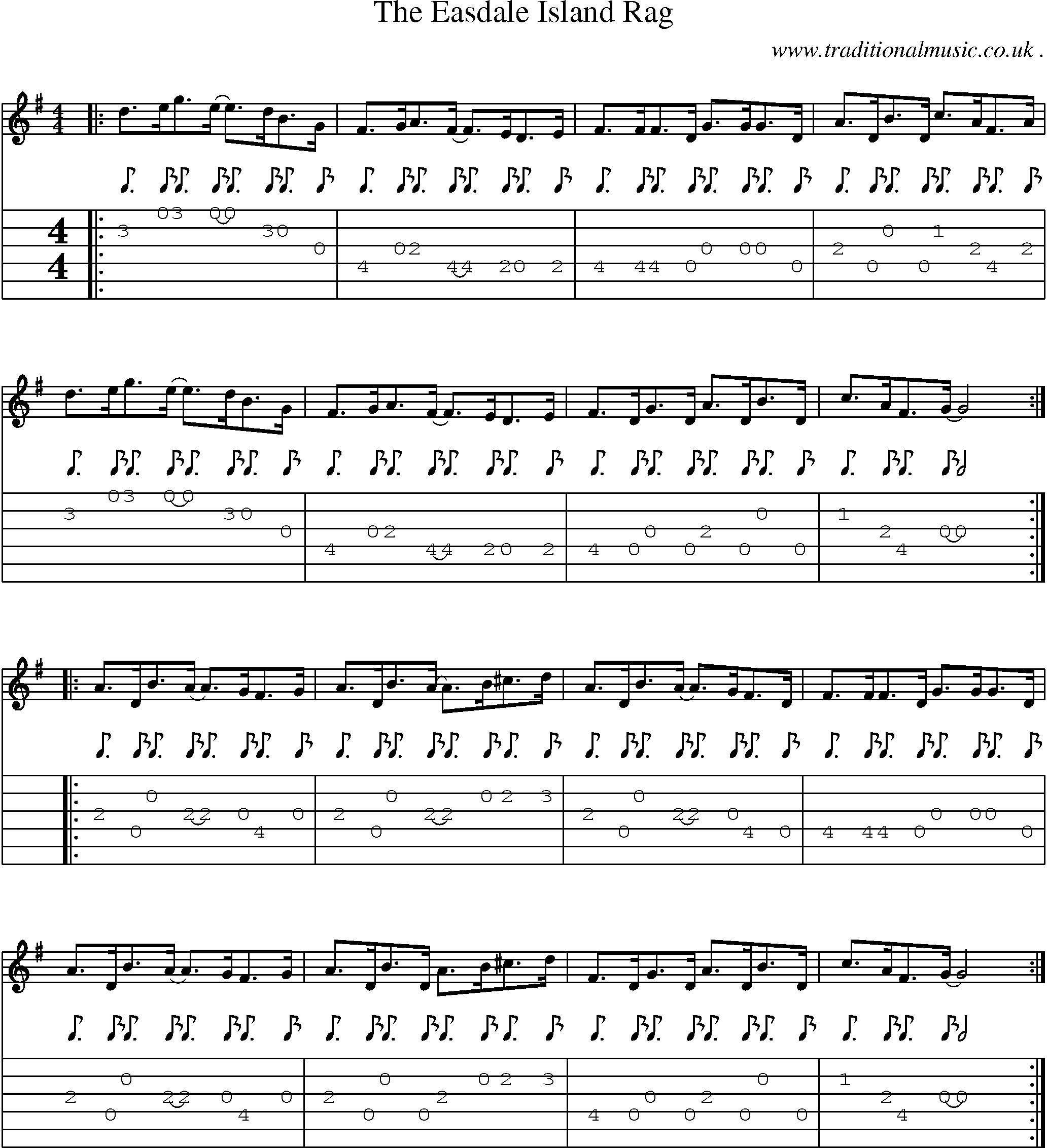 Sheet-Music and Guitar Tabs for The Easdale Island Rag