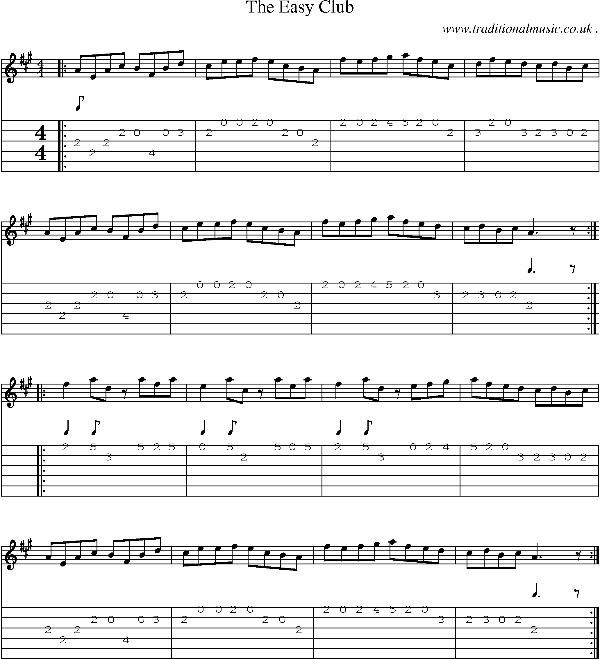 Sheet-Music and Guitar Tabs for The Easy Club