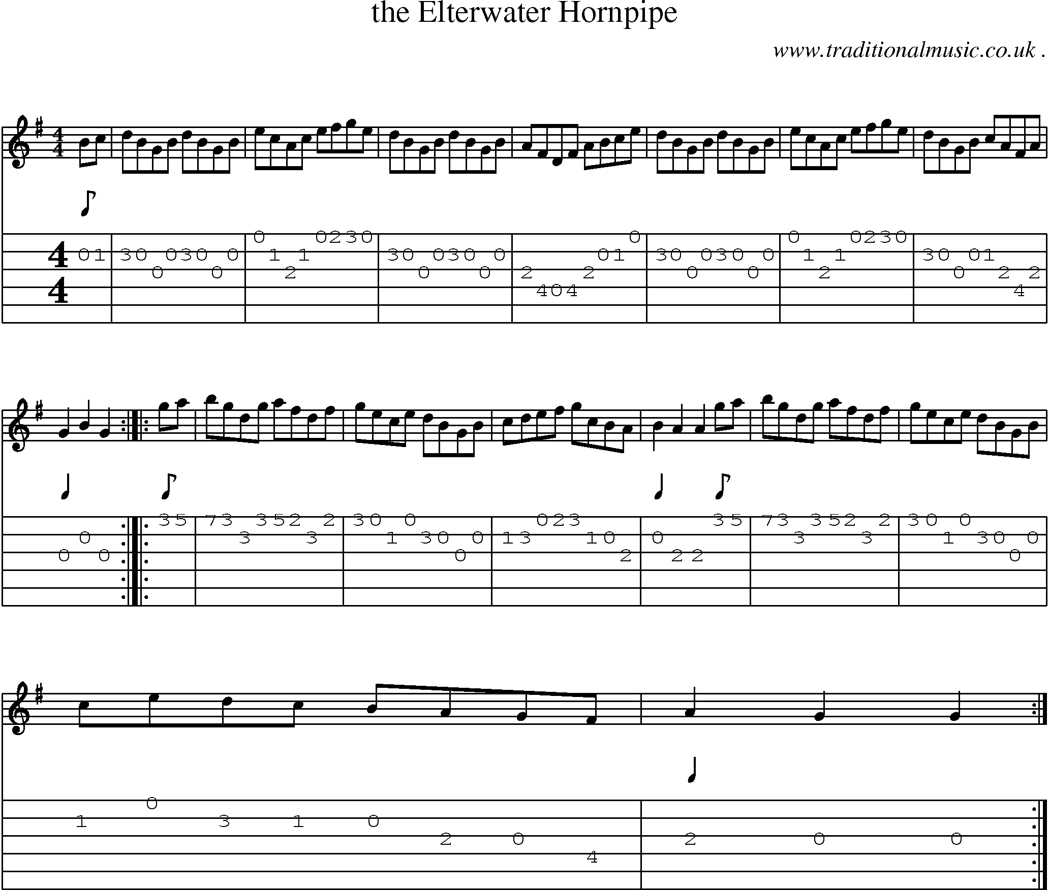 Sheet-Music and Guitar Tabs for The Elterwater Hornpipe