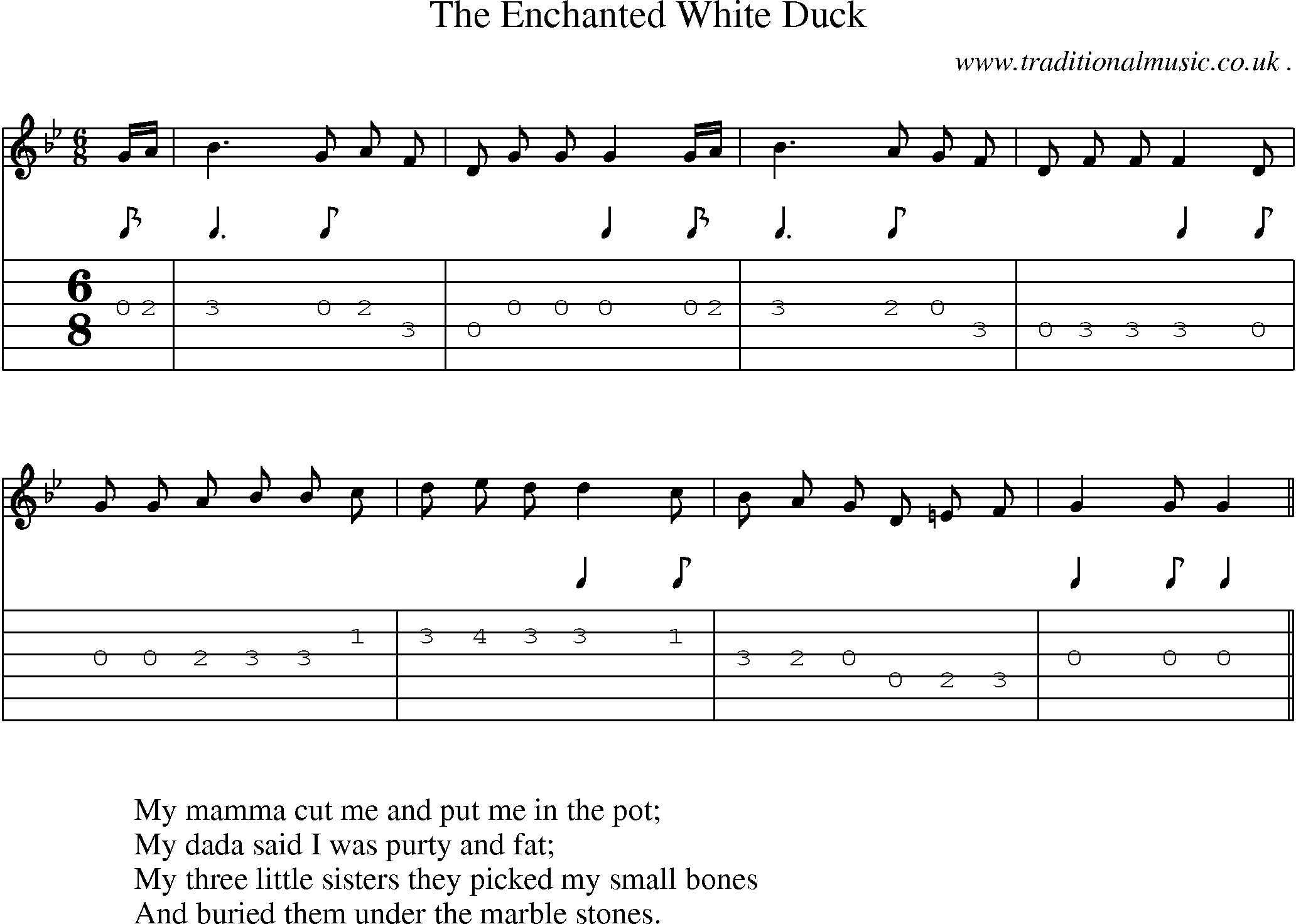 Sheet-Music and Guitar Tabs for The Enchanted White Duck