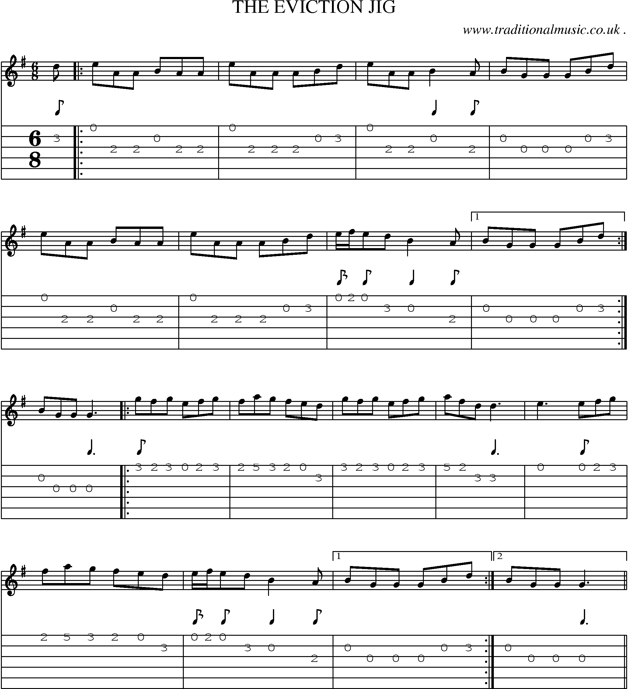 Sheet-Music and Guitar Tabs for The Eviction Jig