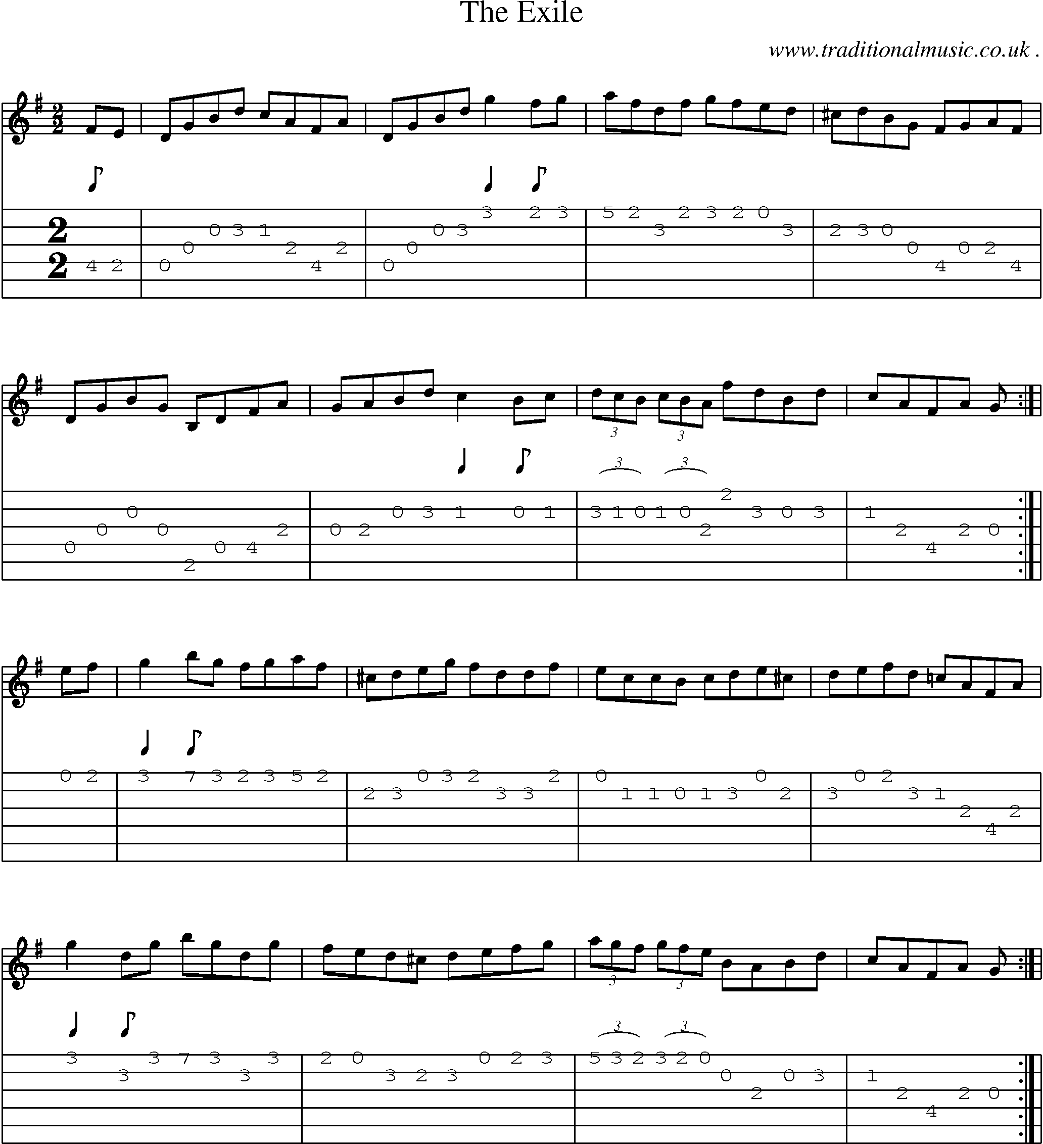 Sheet-Music and Guitar Tabs for The Exile