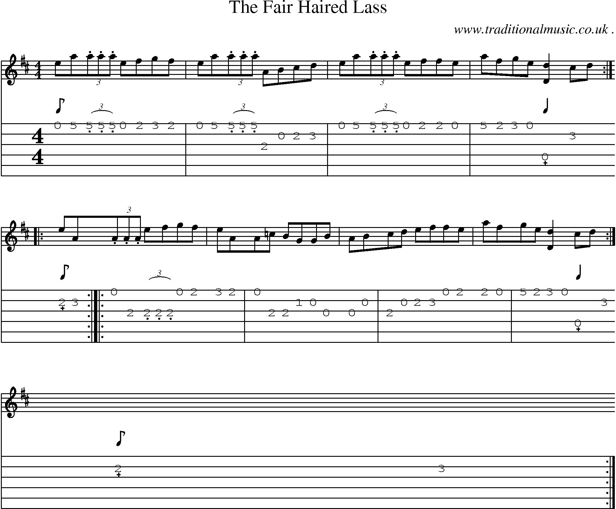 Sheet-Music and Guitar Tabs for The Fair Haired Lass