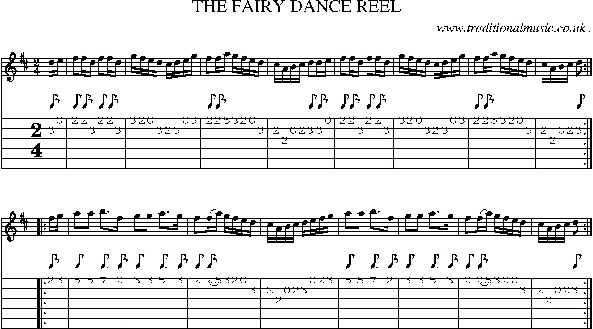 Sheet-Music and Guitar Tabs for The Fairy Dance Reel
