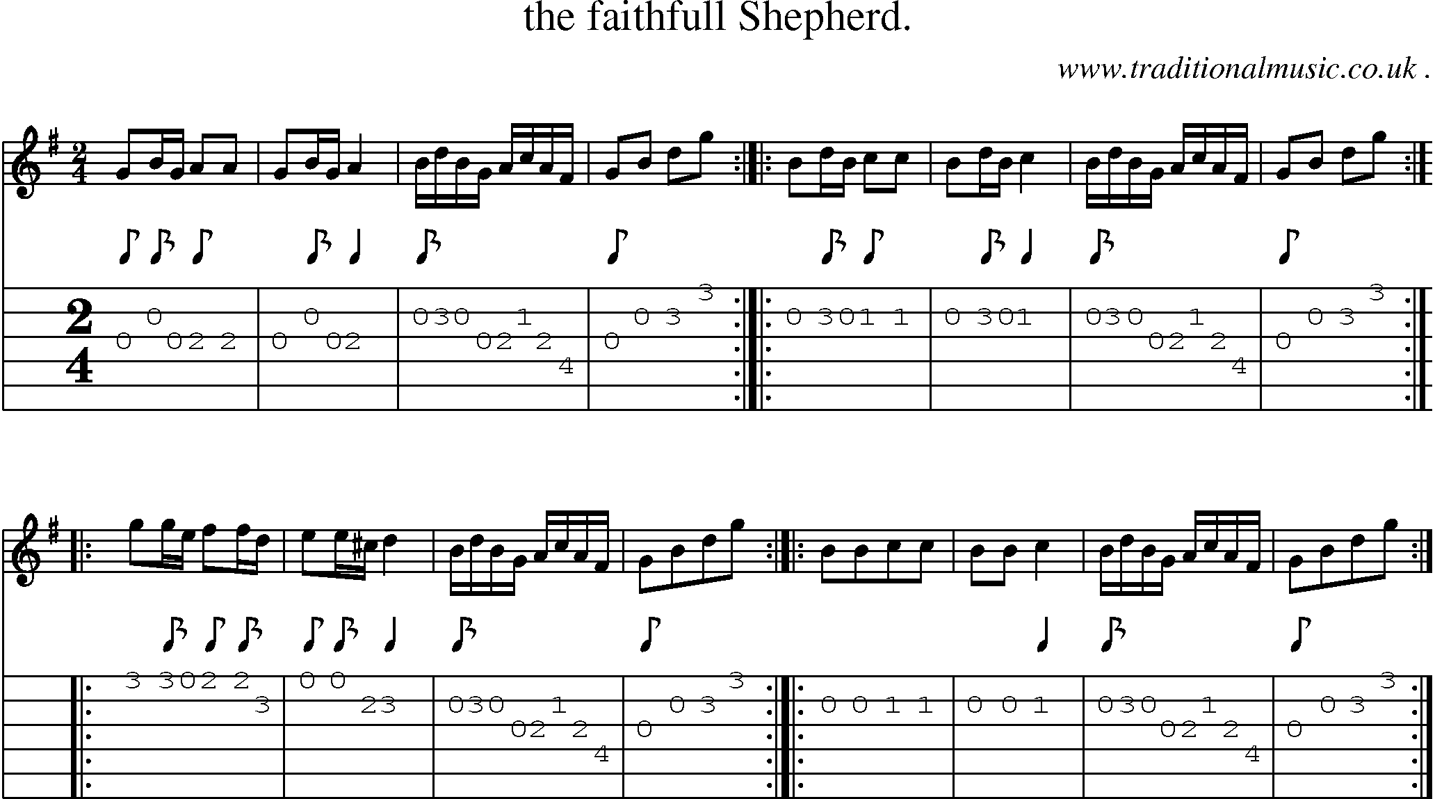 Sheet-Music and Guitar Tabs for The Faithfull Shepherd