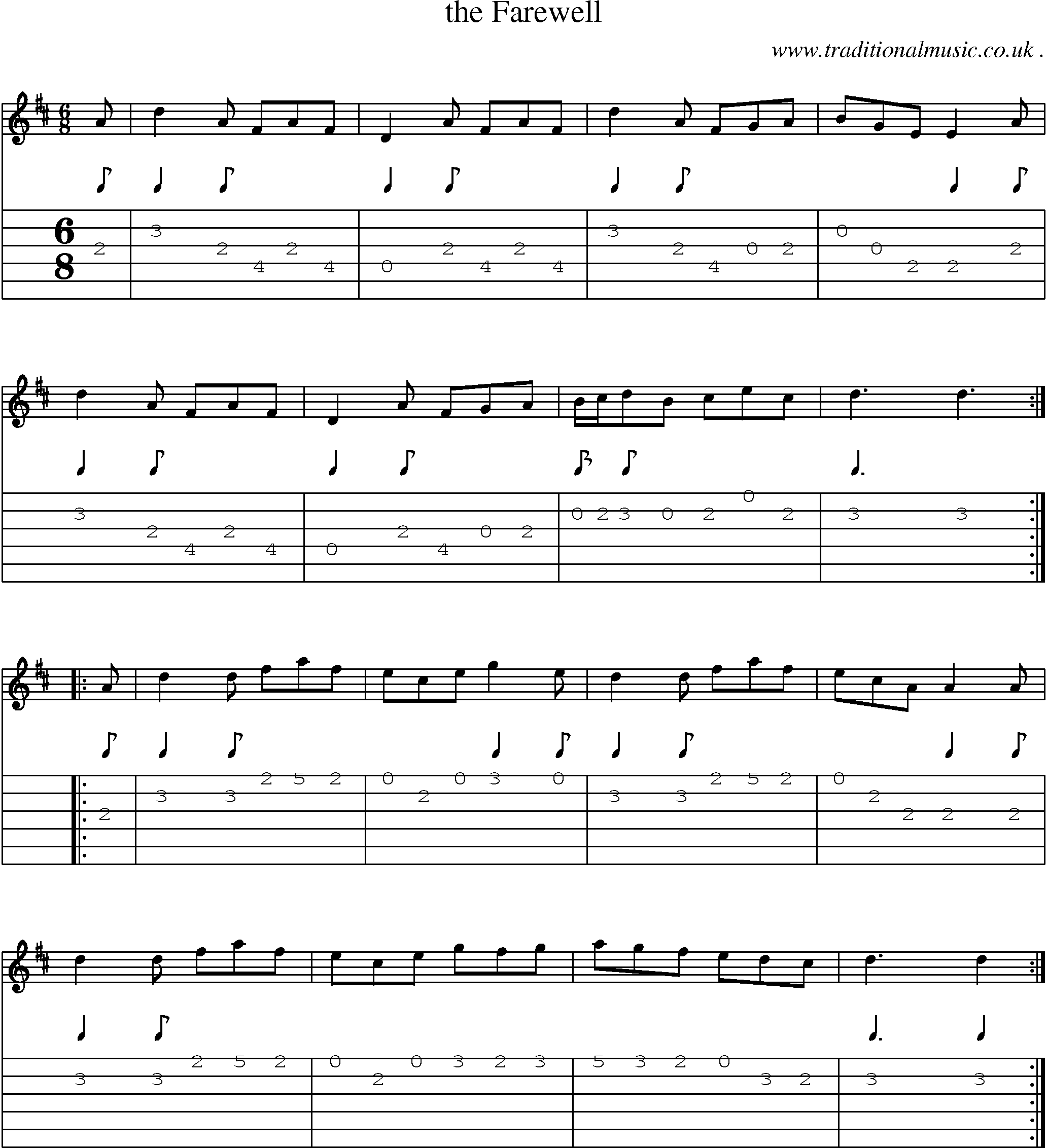Sheet-Music and Guitar Tabs for The Farewell