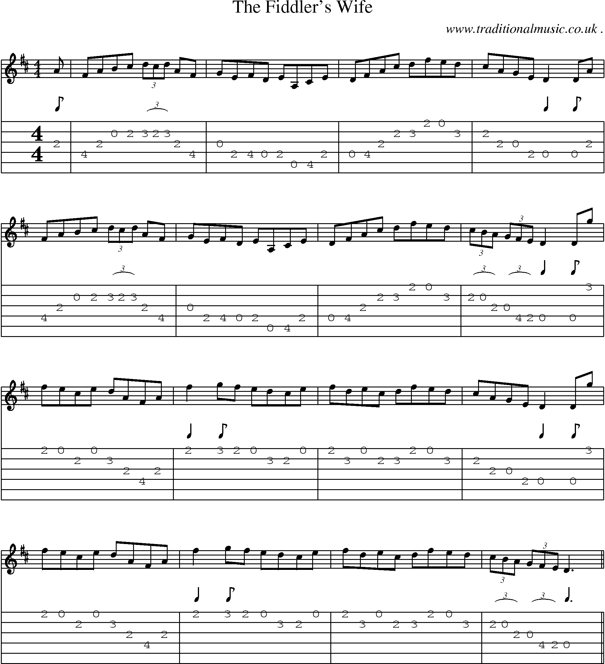 Sheet-Music and Guitar Tabs for The Fiddlers Wife