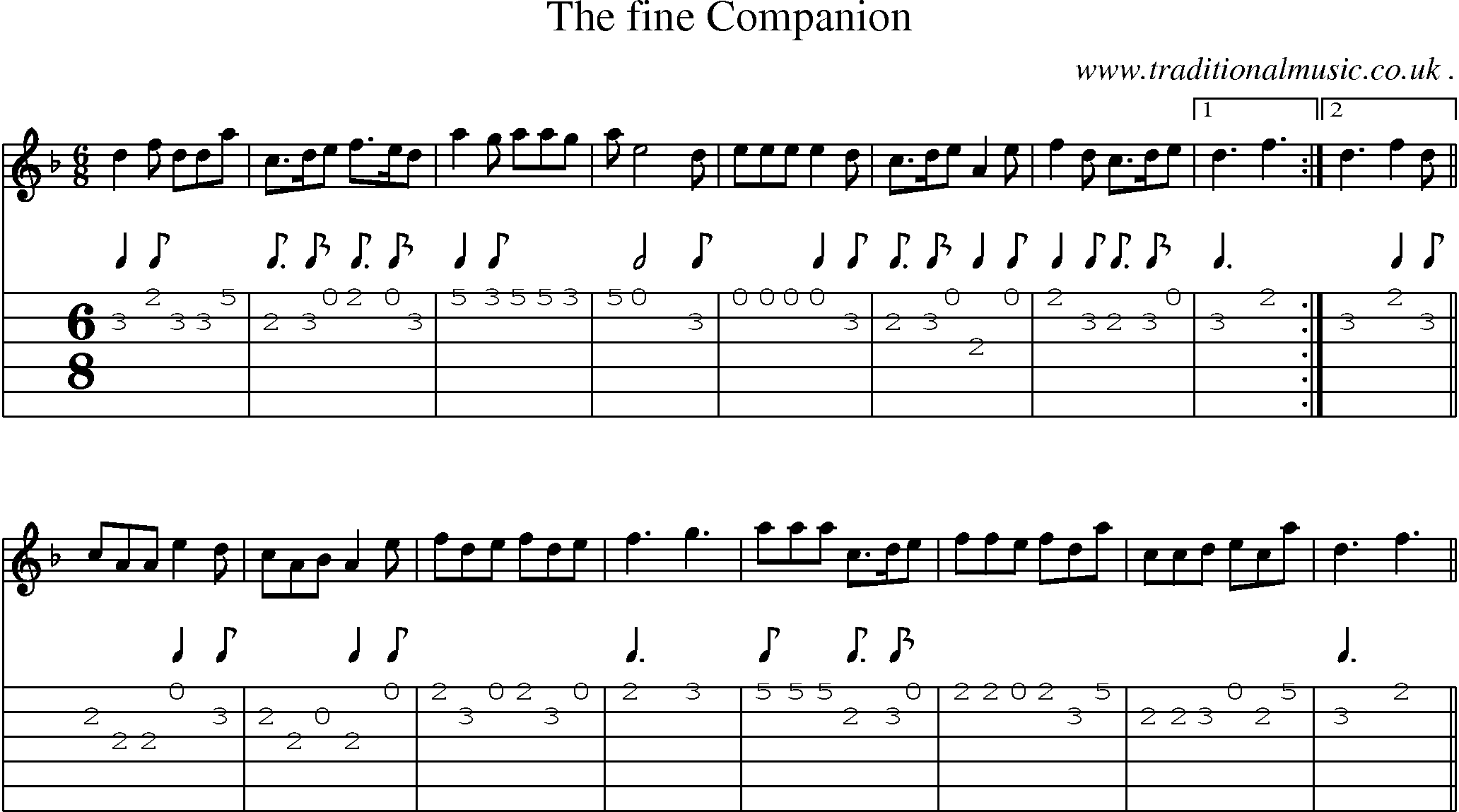 Sheet-Music and Guitar Tabs for The Fine Companion
