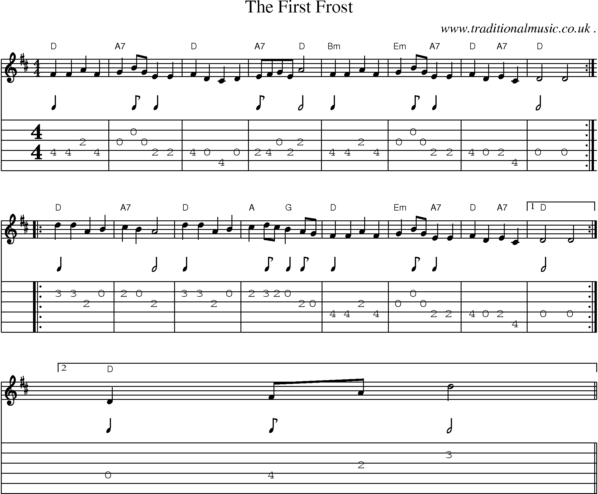 Sheet-Music and Guitar Tabs for The First Frost