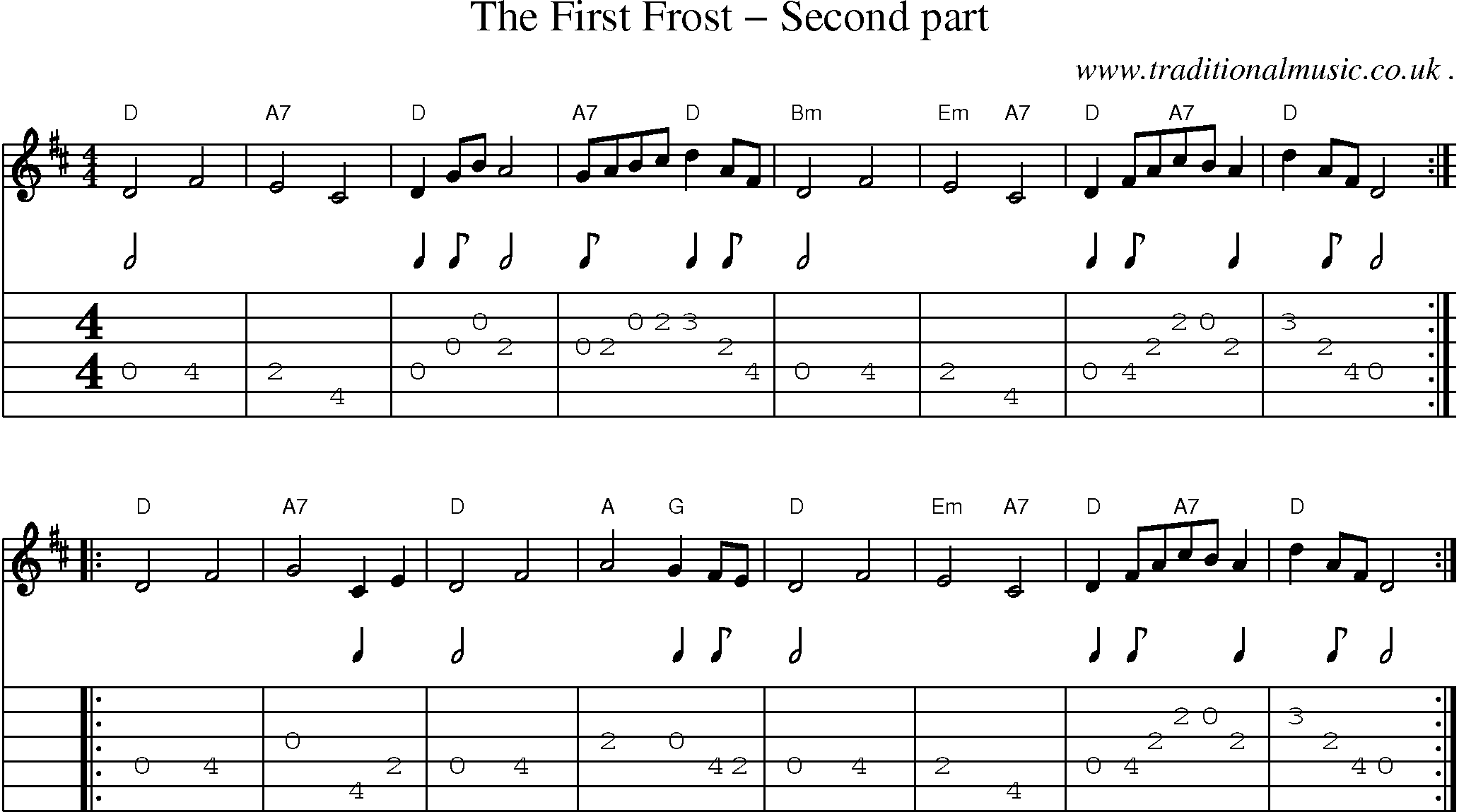 Sheet-Music and Guitar Tabs for The First Frost Second Part