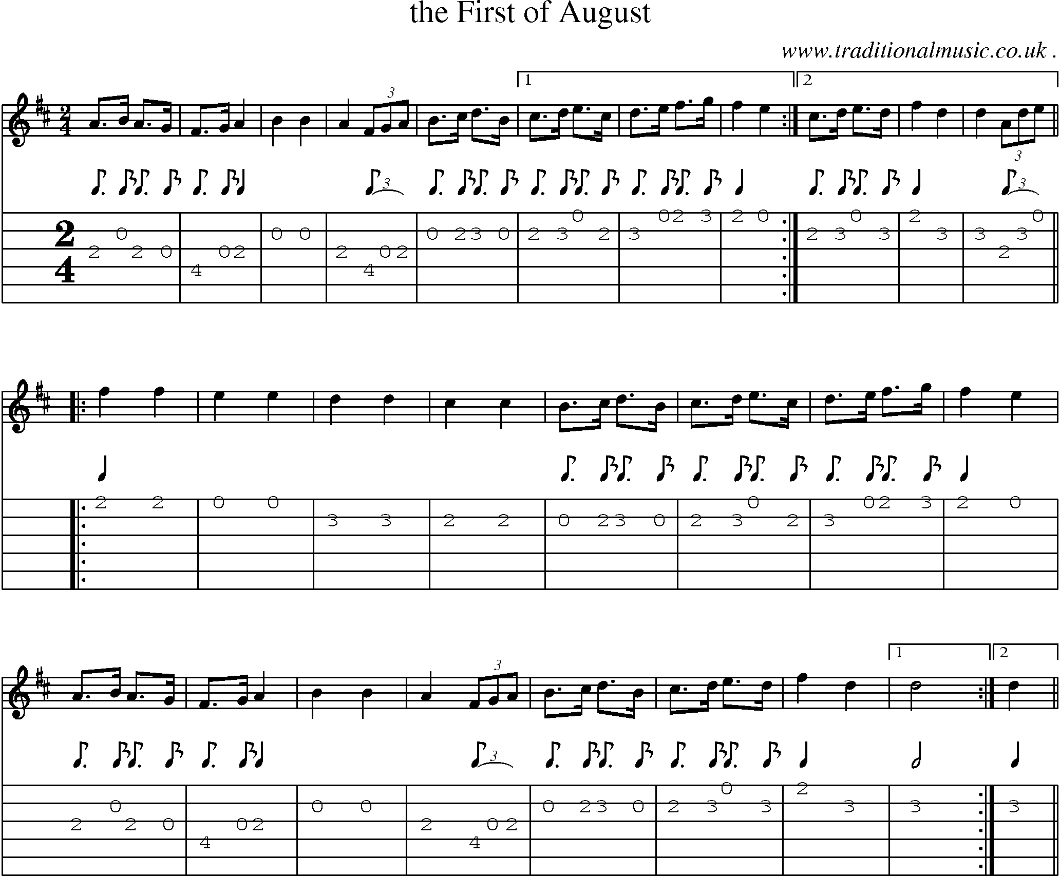 Sheet-Music and Guitar Tabs for The First Of August