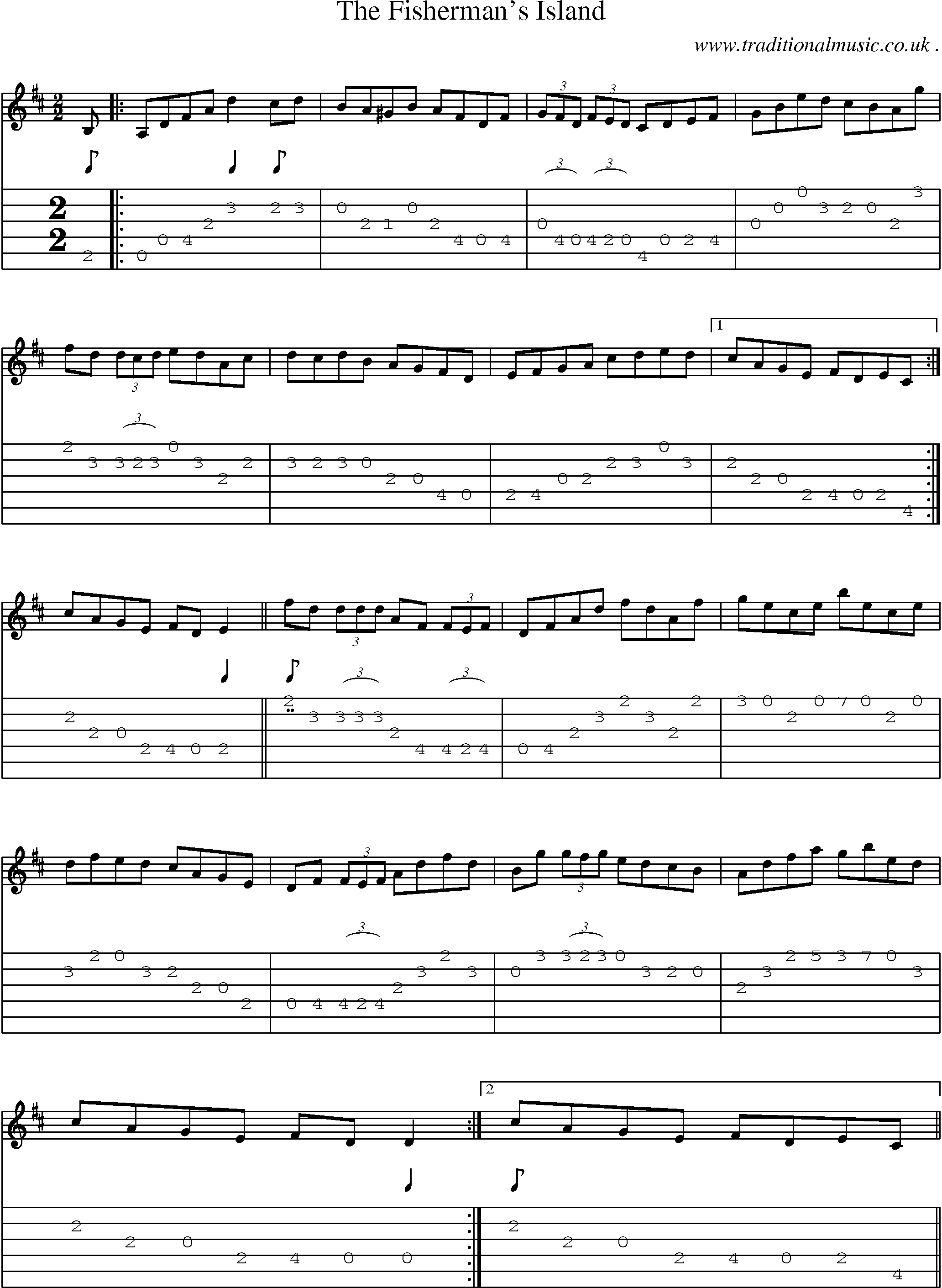 Sheet-Music and Guitar Tabs for The Fishermans Island