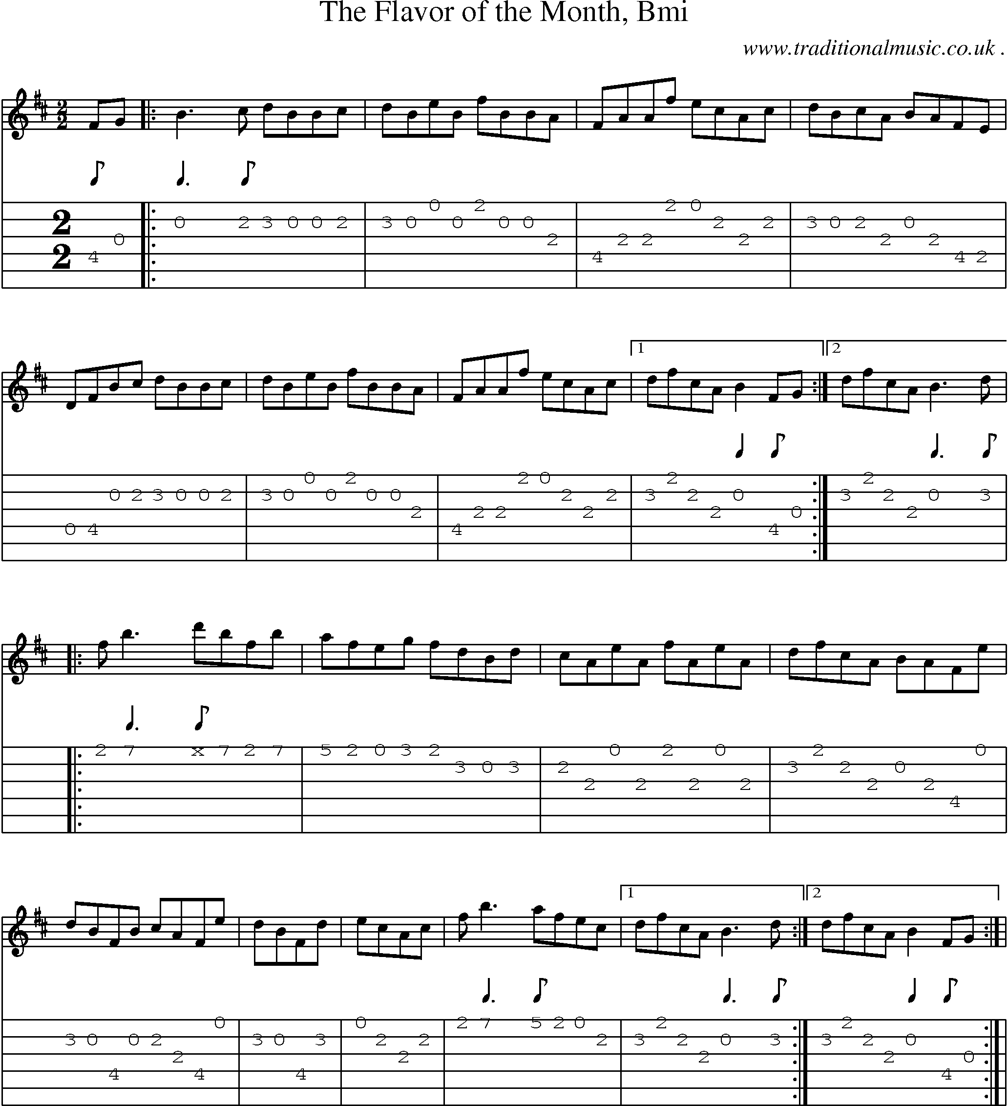 Sheet-Music and Guitar Tabs for The Flavor Of The Month Bmi