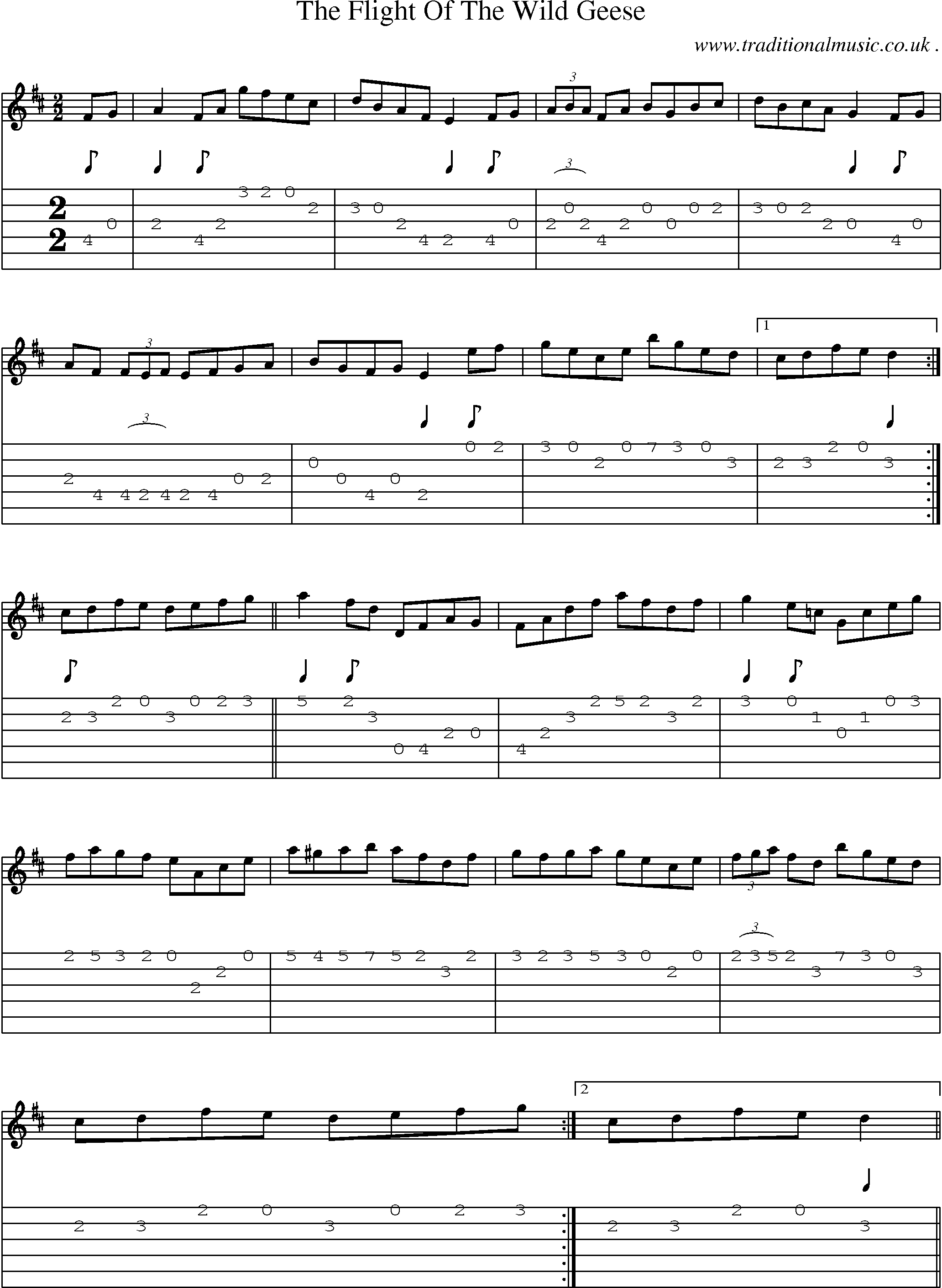 Sheet-Music and Guitar Tabs for The Flight Of The Wild Geese