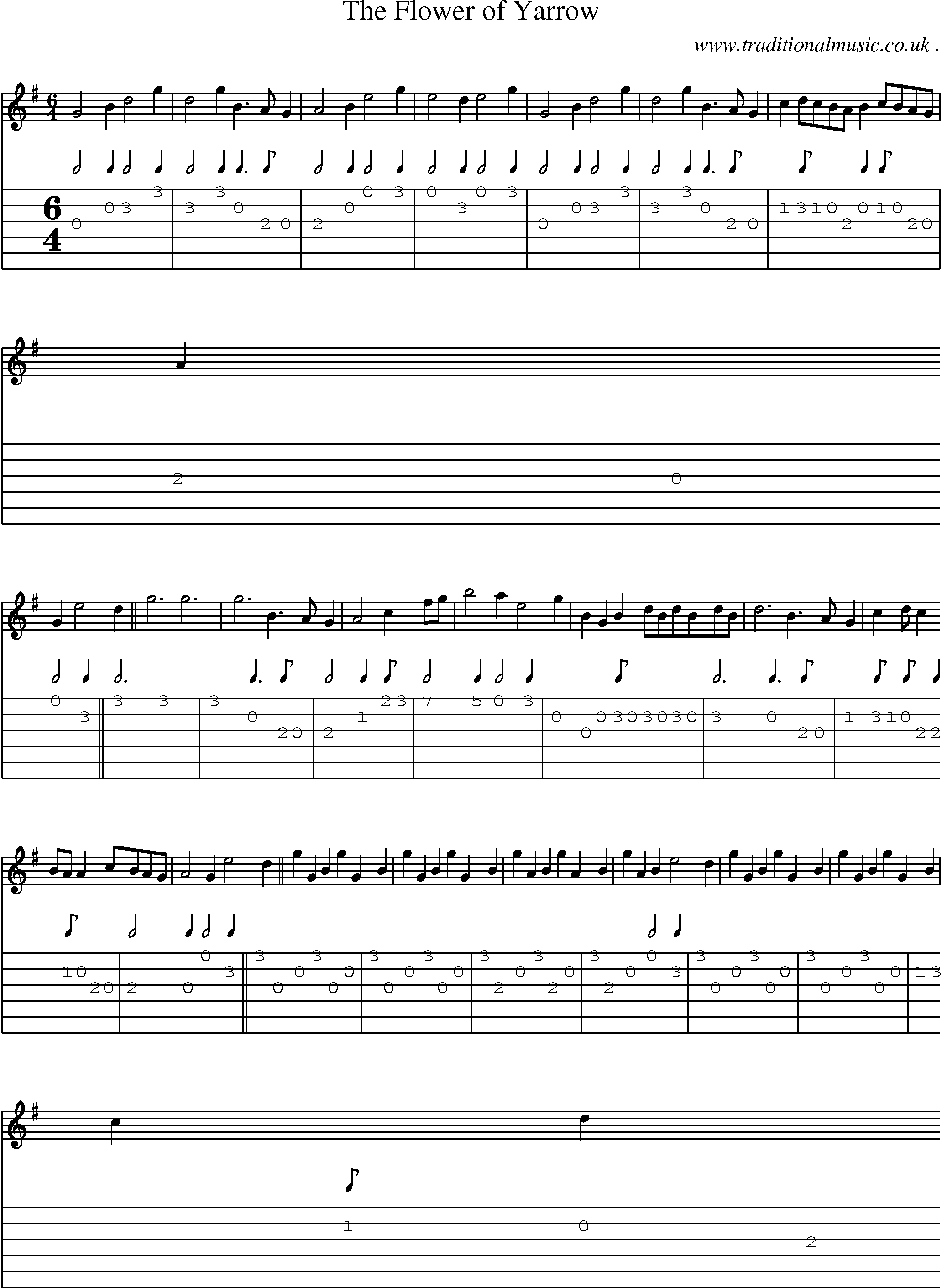 Sheet-Music and Guitar Tabs for The Flower Of Yarrow