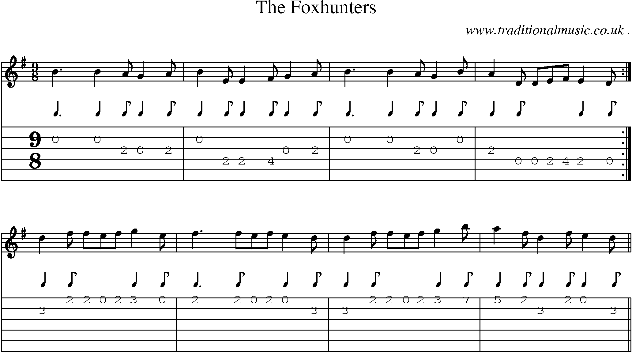 Sheet-Music and Guitar Tabs for The Foxhunters