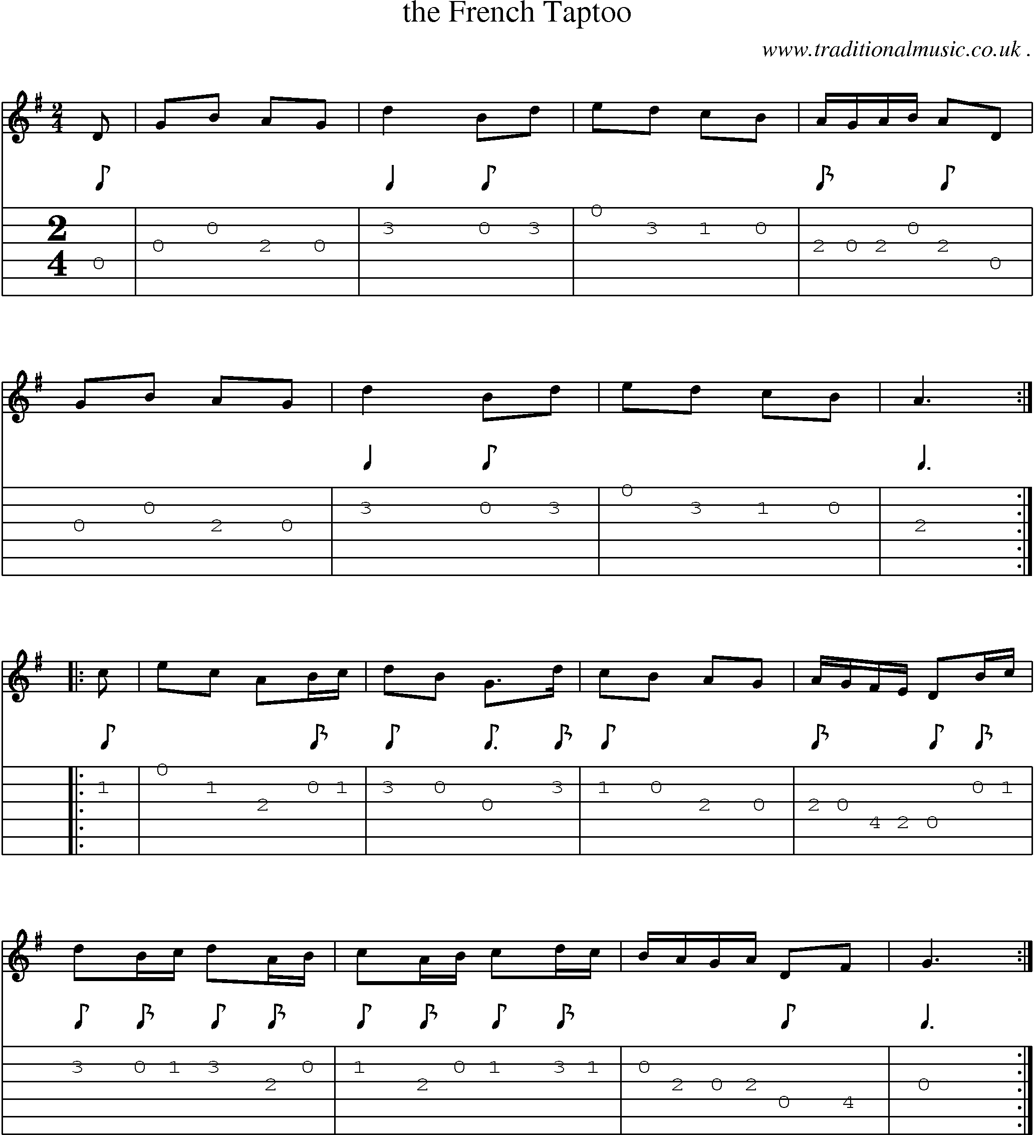 Sheet-Music and Guitar Tabs for The French Taptoo