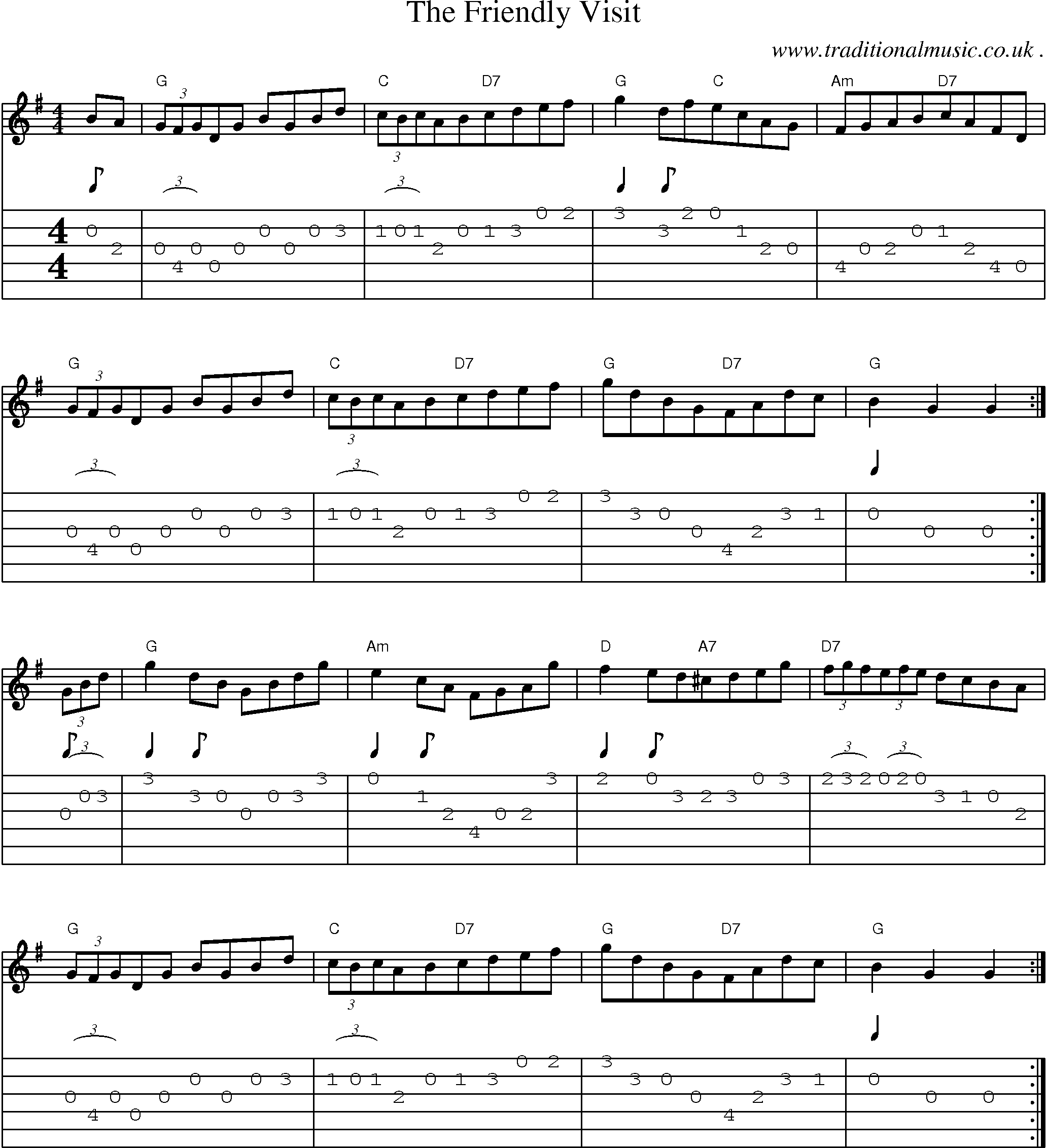 Sheet-Music and Guitar Tabs for The Friendly Visit