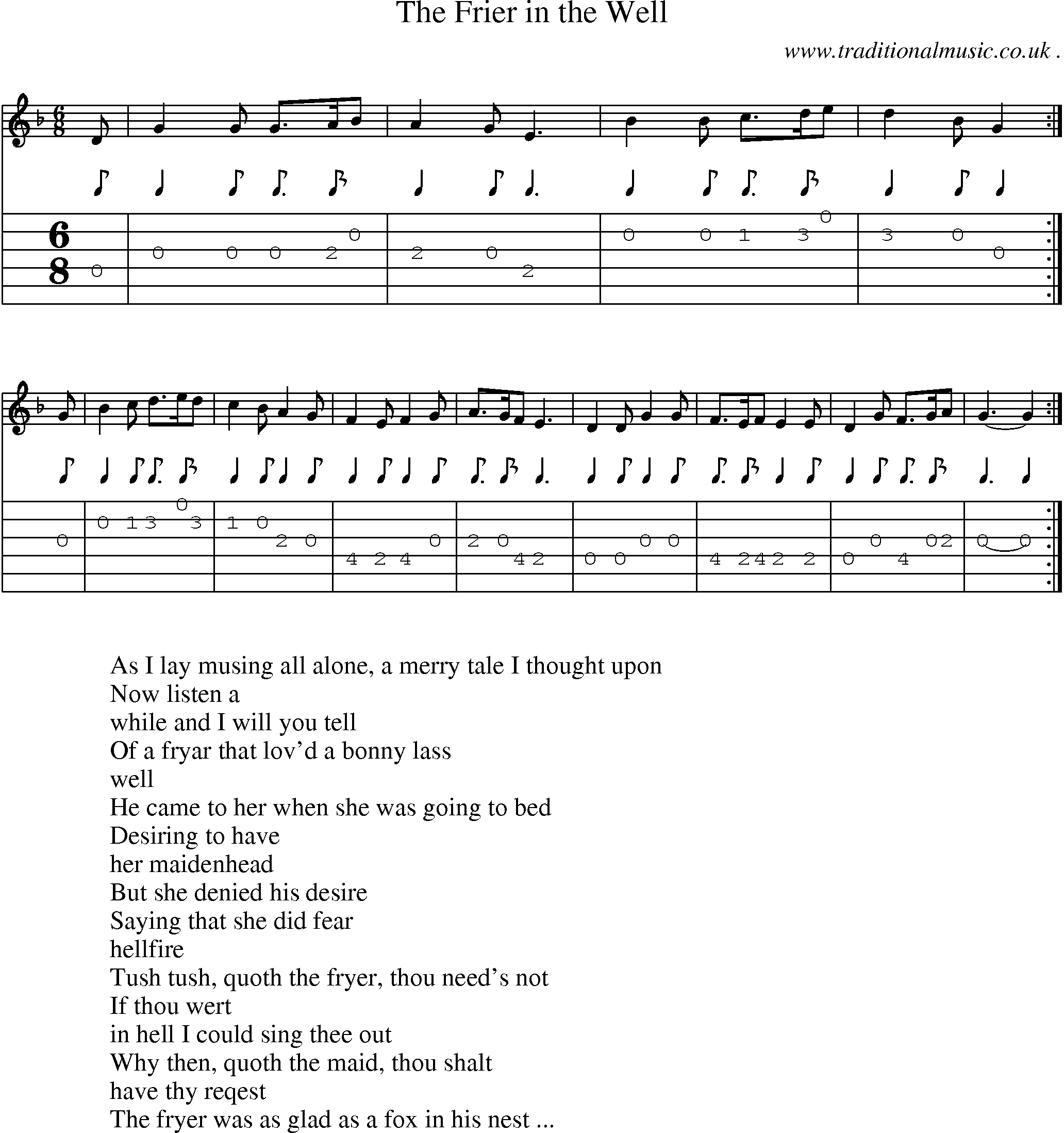 Sheet-Music and Guitar Tabs for The Frier In The Well
