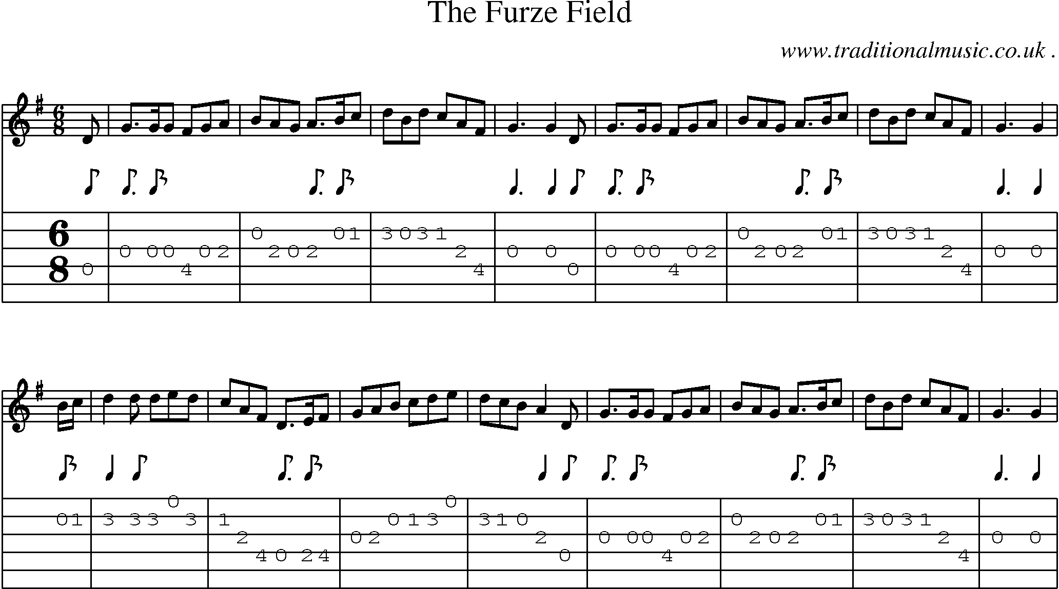 Sheet-Music and Guitar Tabs for The Furze Field