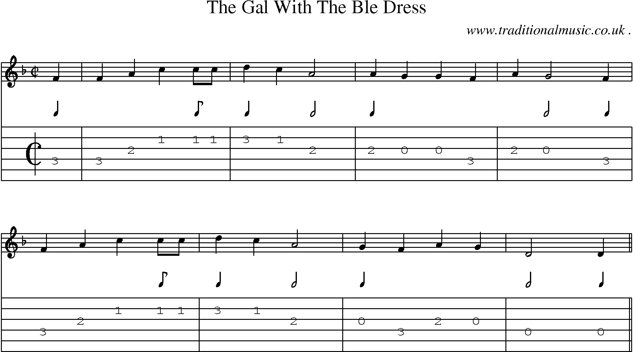 Sheet-Music and Guitar Tabs for The Gal With The Ble Dress