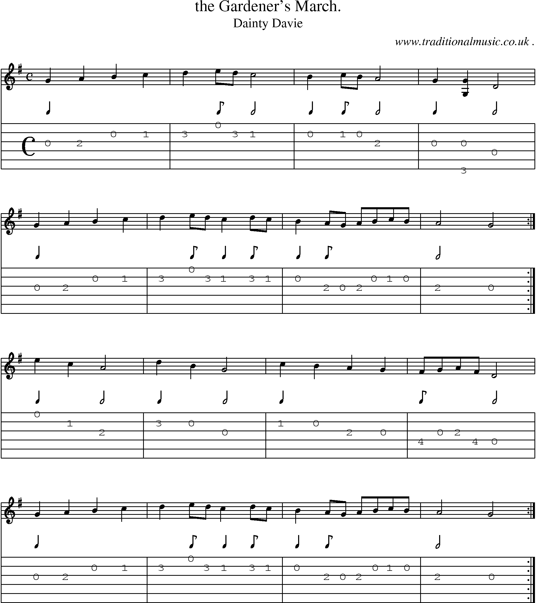 Sheet-Music and Guitar Tabs for The Gardeners March