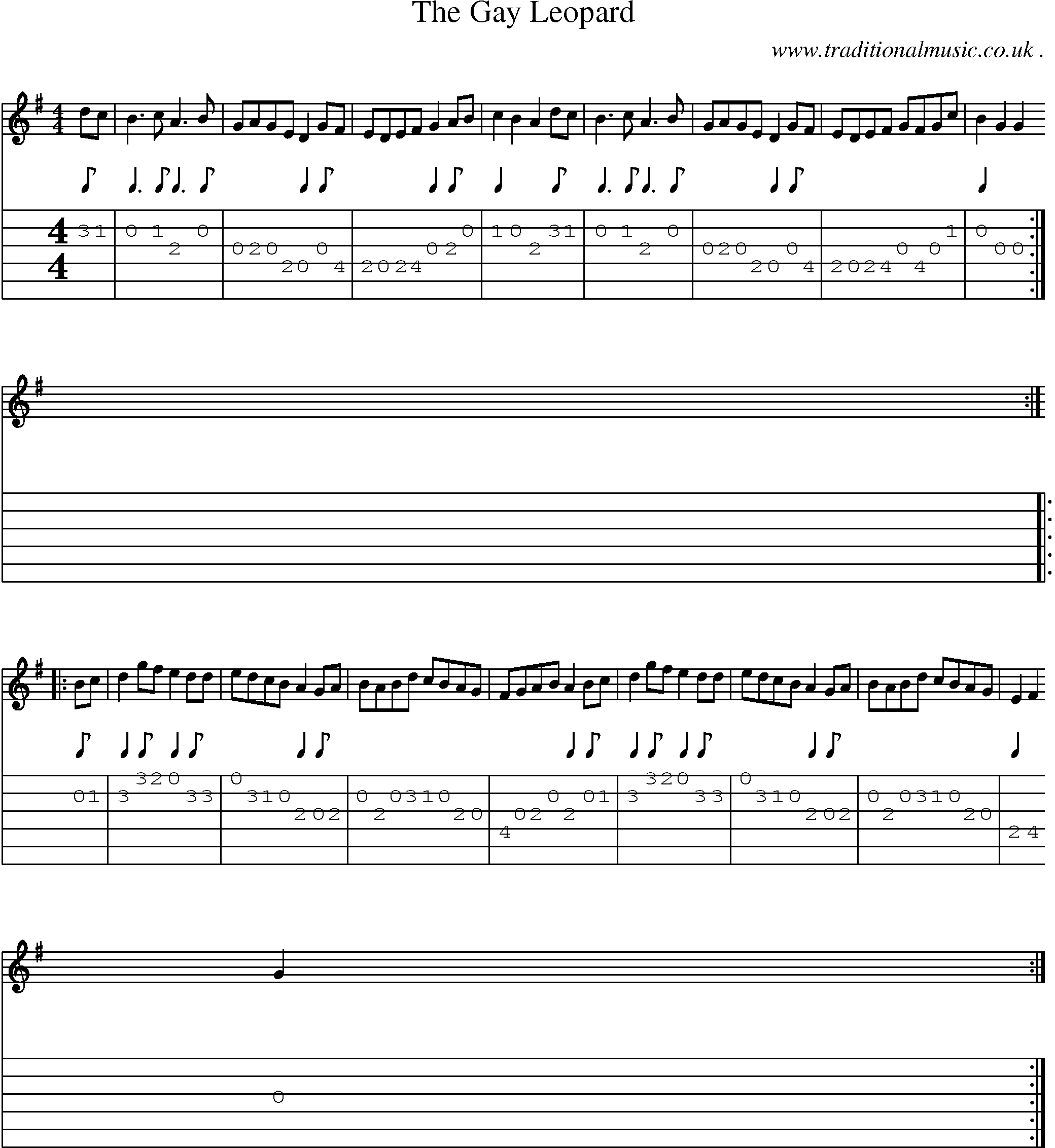 Sheet-Music and Guitar Tabs for The Gay Leopard