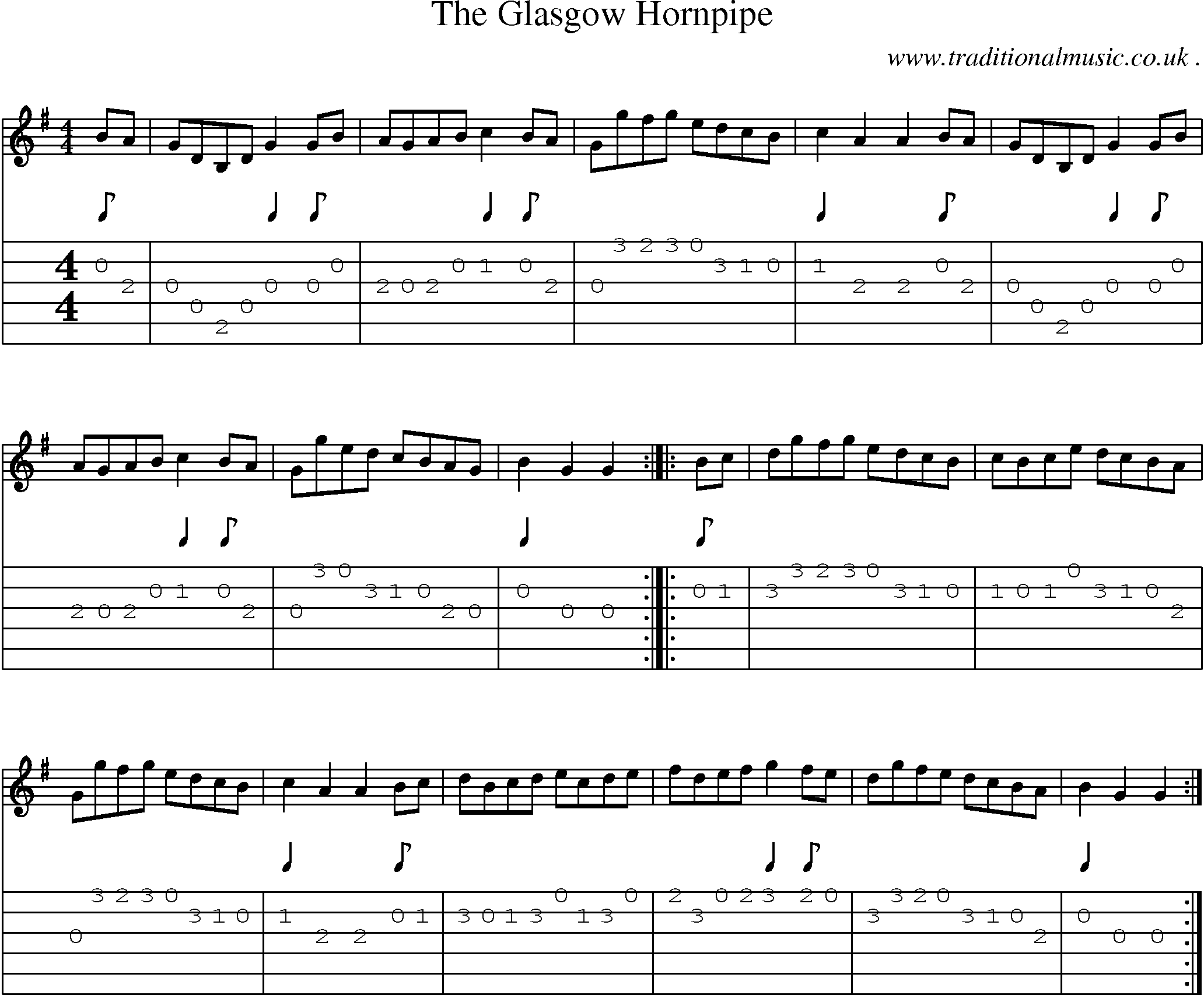 Sheet-Music and Guitar Tabs for The Glasgow Hornpipe