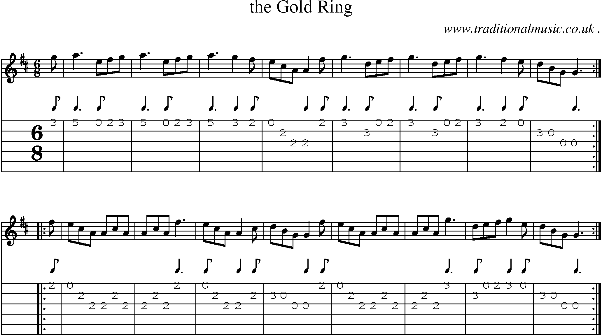 Sheet-Music and Guitar Tabs for The Gold Ring