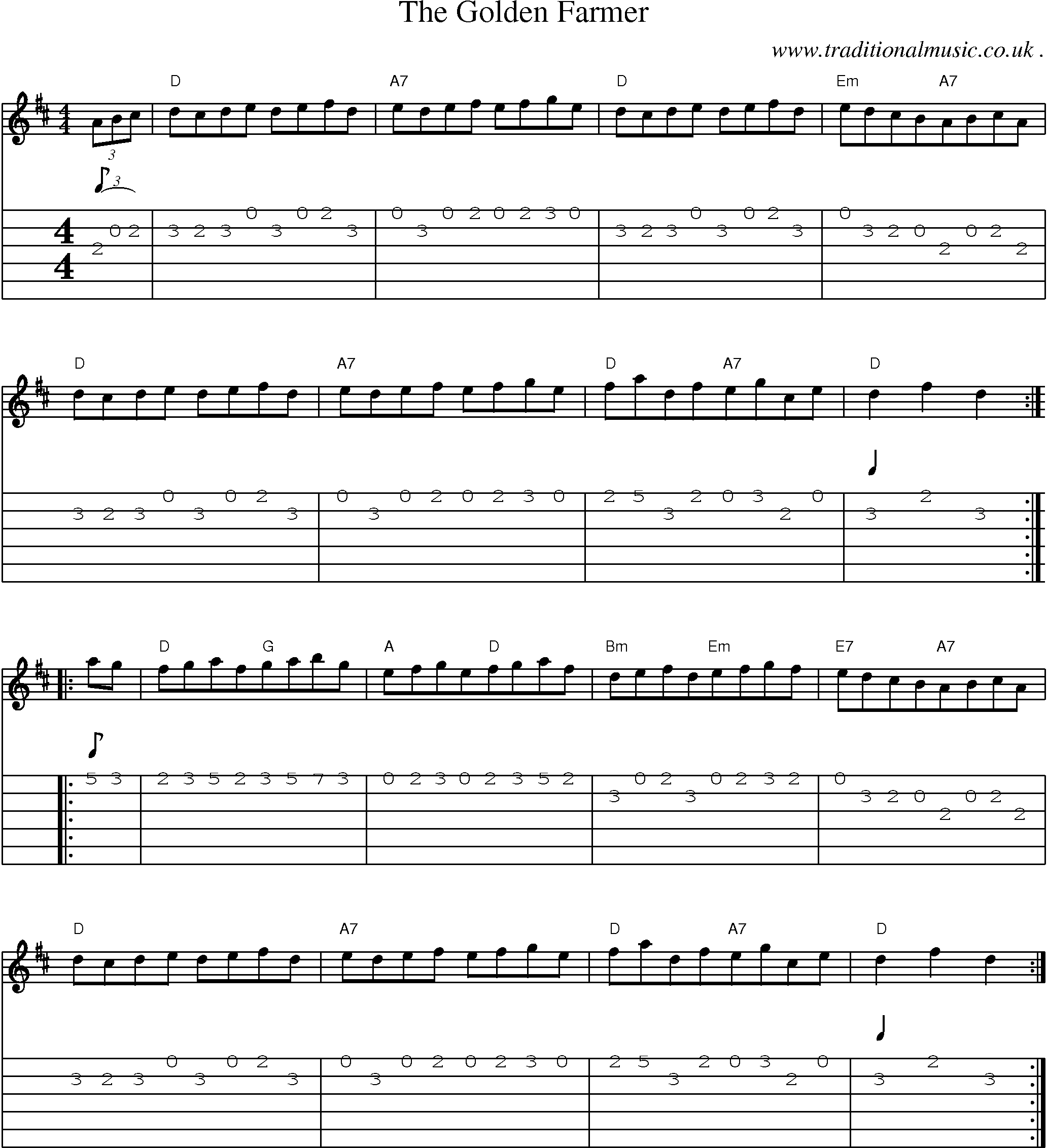 Sheet-Music and Guitar Tabs for The Golden Farmer