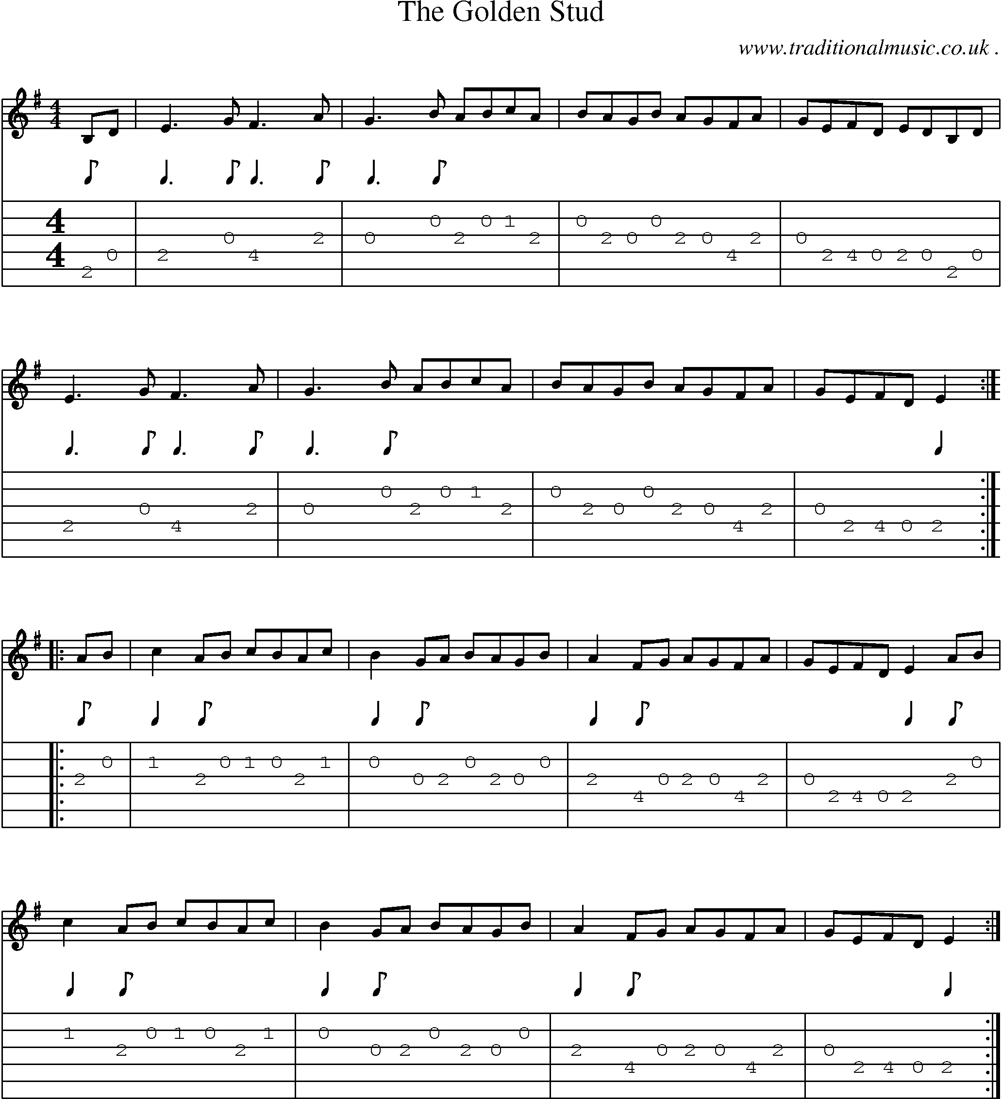 Sheet-Music and Guitar Tabs for The Golden Stud