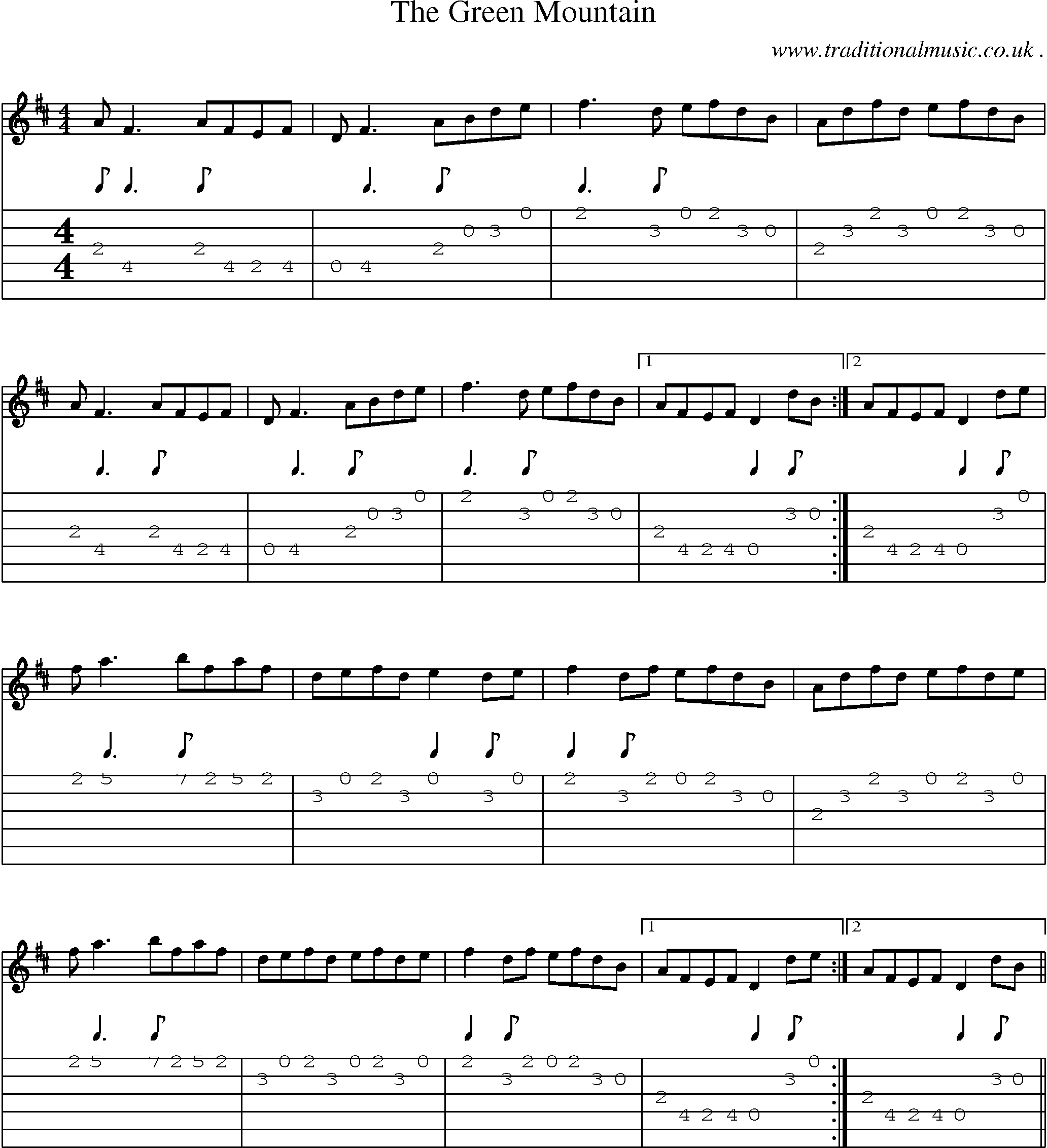 Sheet-Music and Guitar Tabs for The Green Mountain