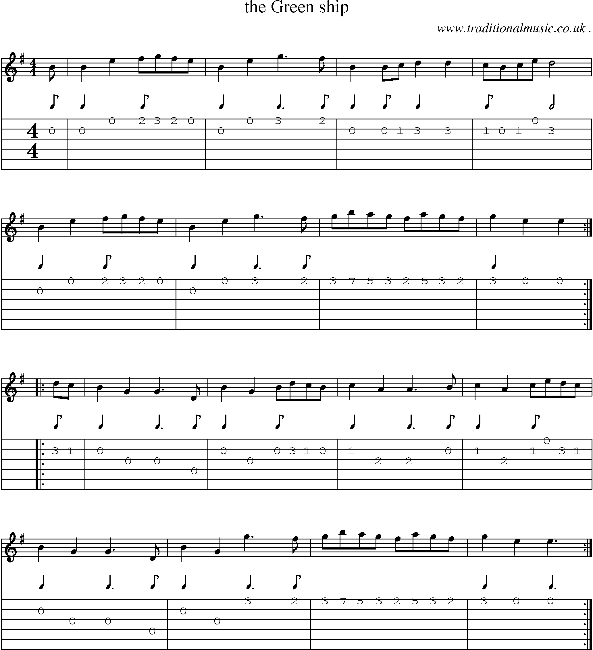 Sheet-Music and Guitar Tabs for The Green Ship