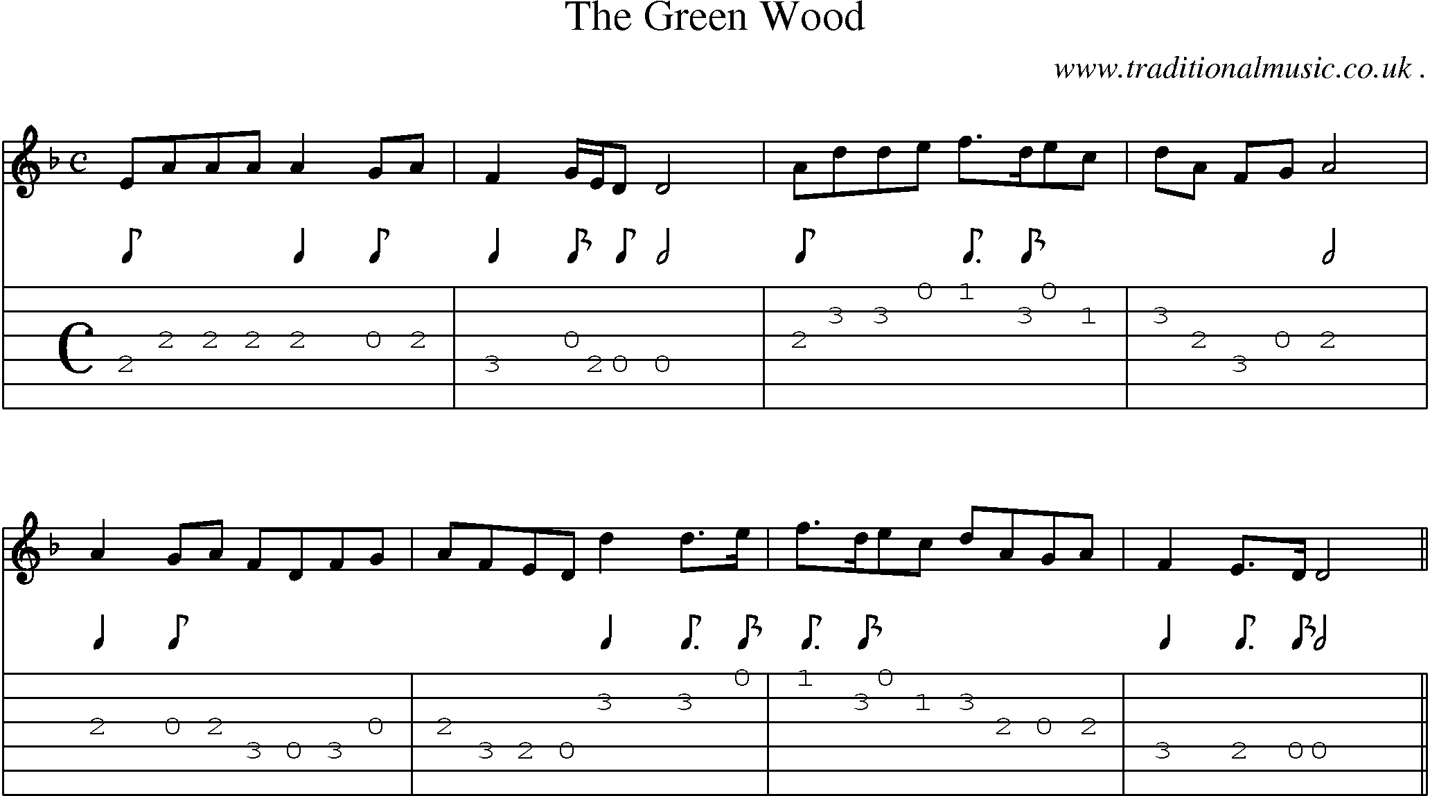 Sheet-Music and Guitar Tabs for The Green Wood