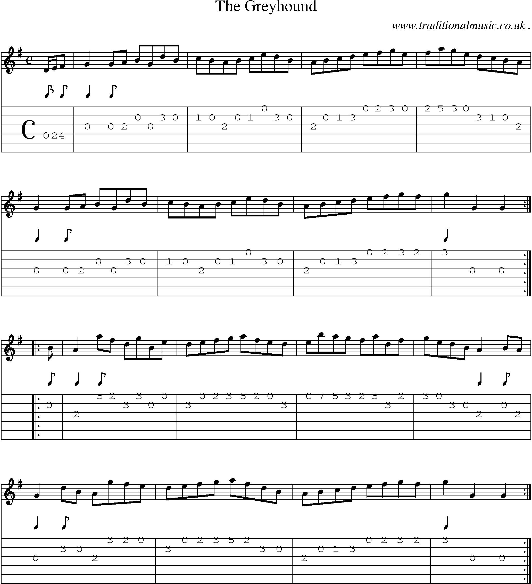 Sheet-Music and Guitar Tabs for The Greyhound