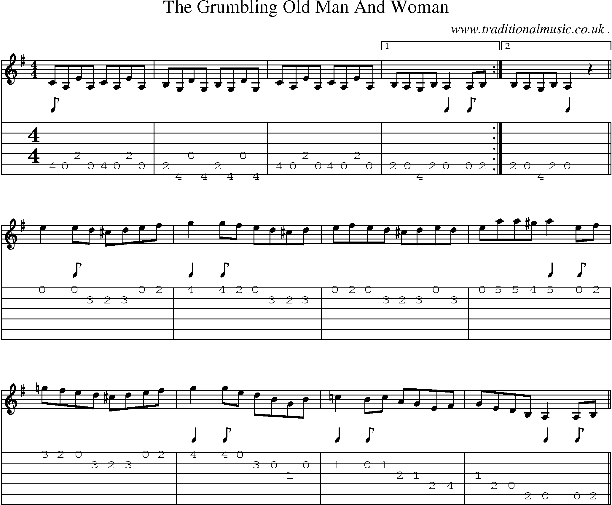 Sheet-Music and Guitar Tabs for The Grumbling Old Man And Woman