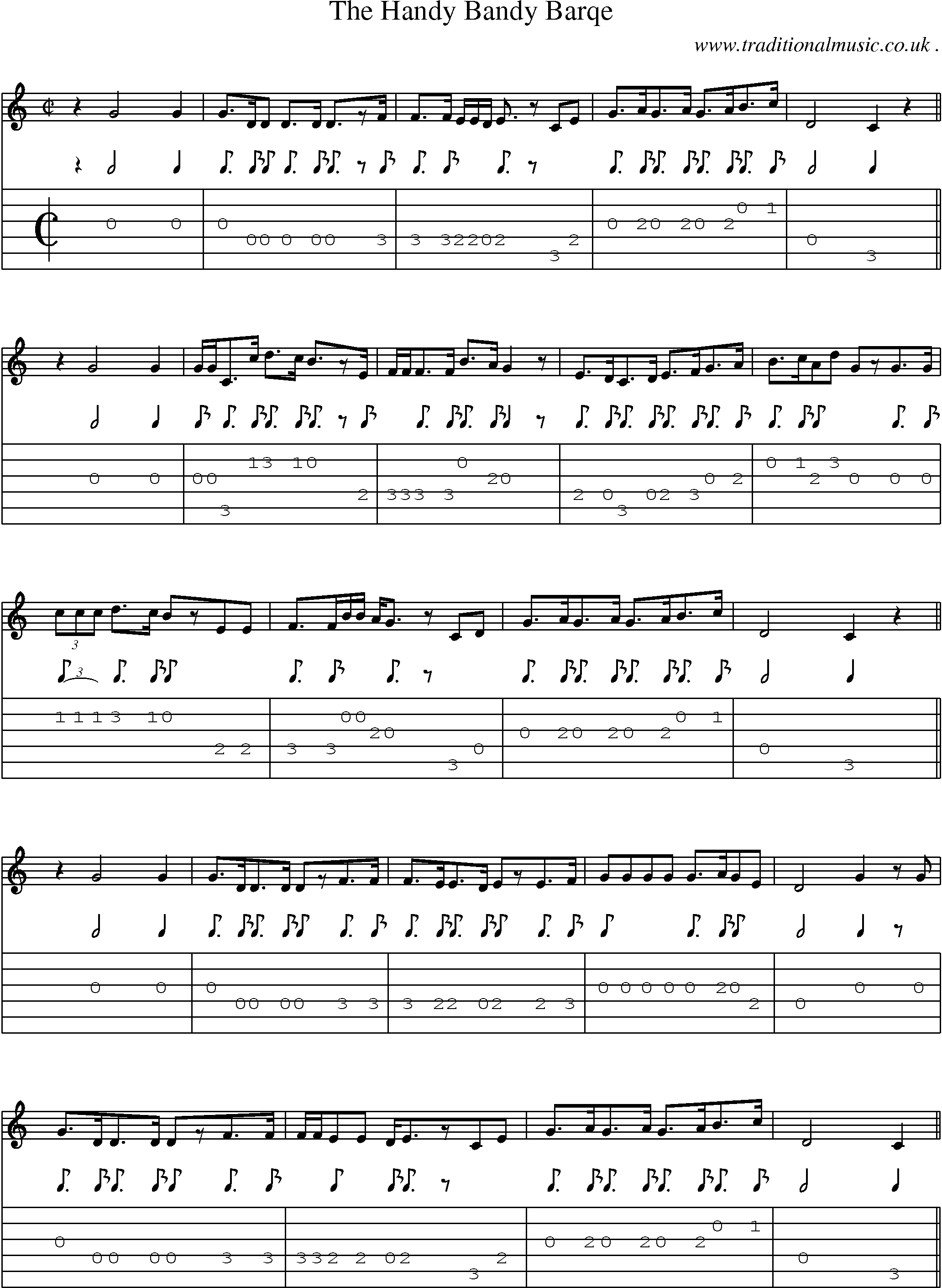 Sheet-Music and Guitar Tabs for The Handy Bandy Barqe