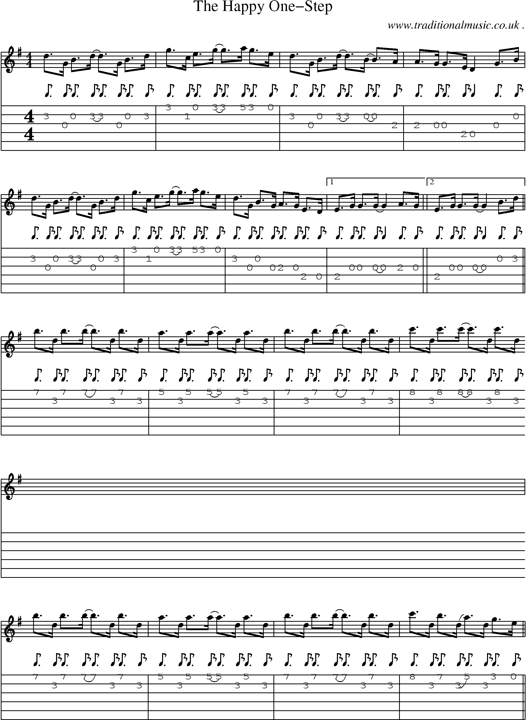 Sheet-Music and Guitar Tabs for The Happy One-step