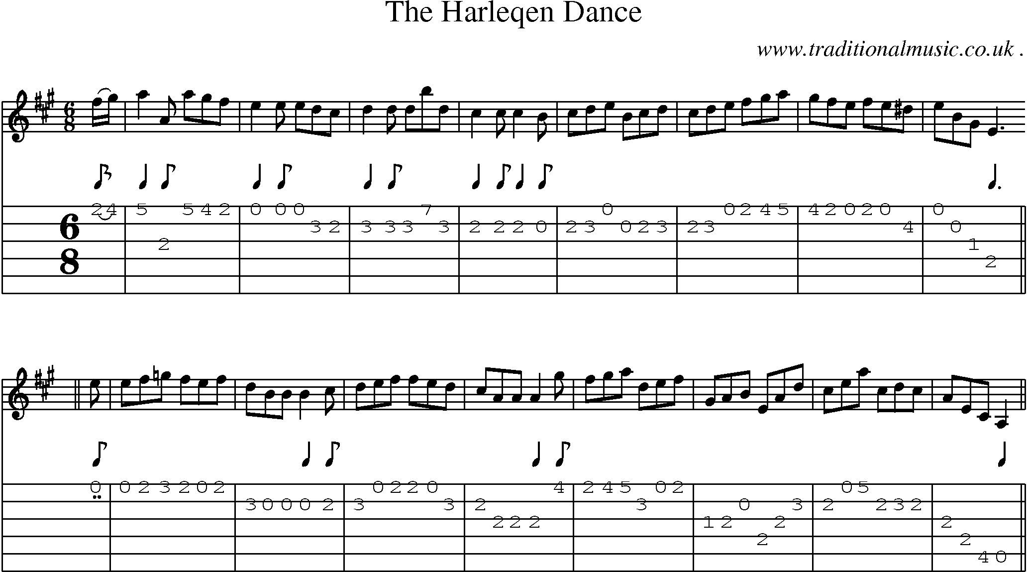Sheet-Music and Guitar Tabs for The Harleqen Dance