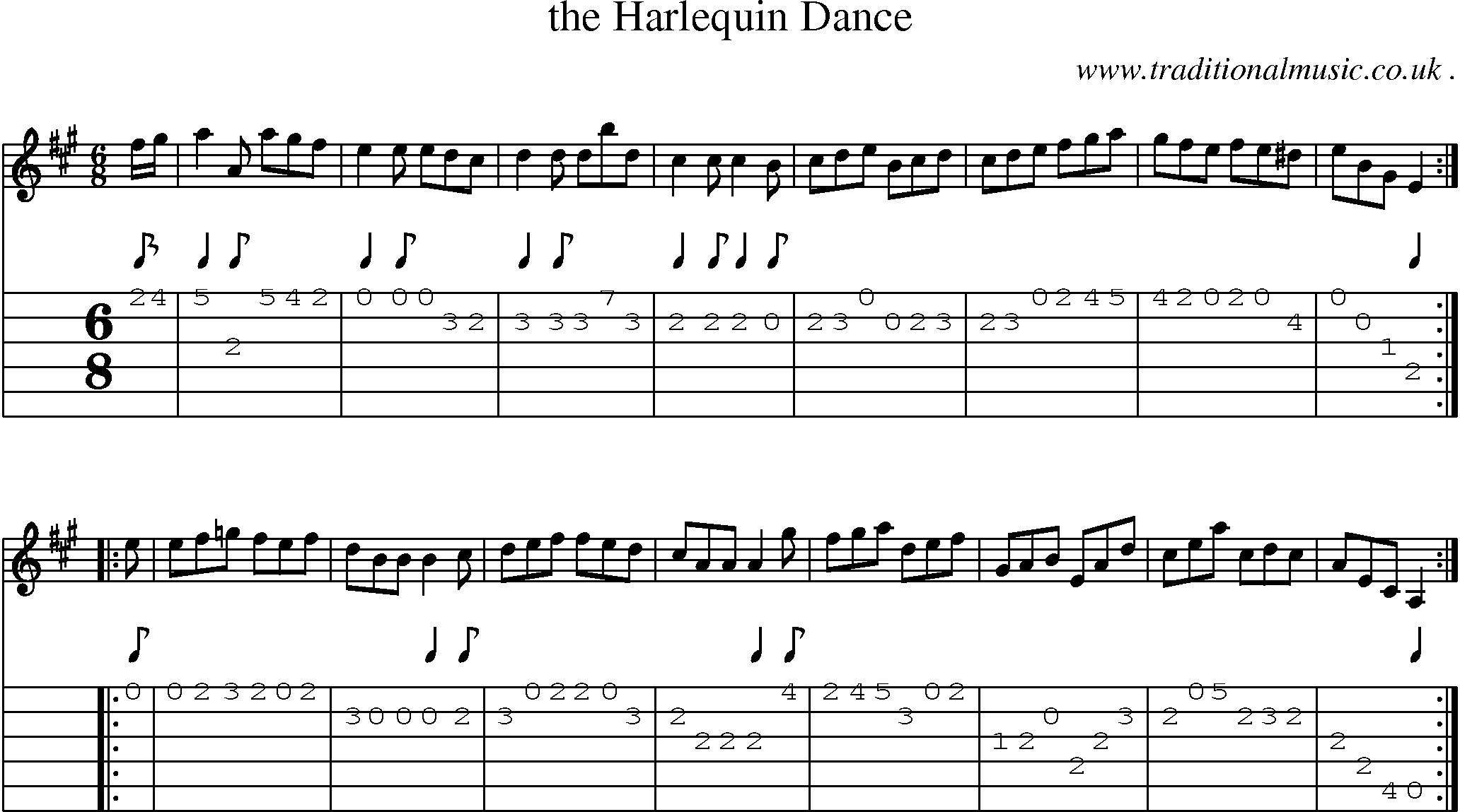 Sheet-Music and Guitar Tabs for The Harlequin Dance