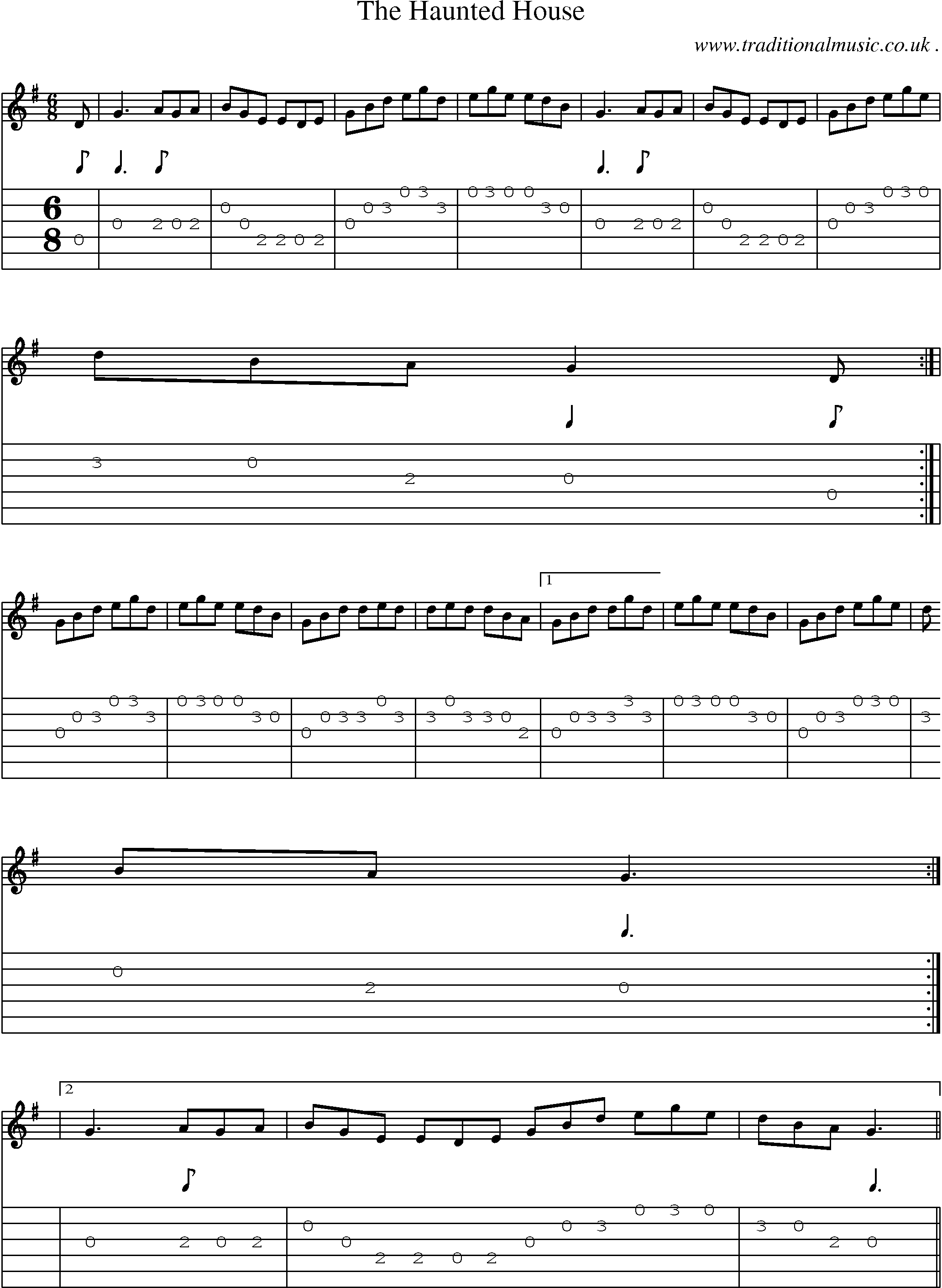 Sheet-Music and Guitar Tabs for The Haunted House