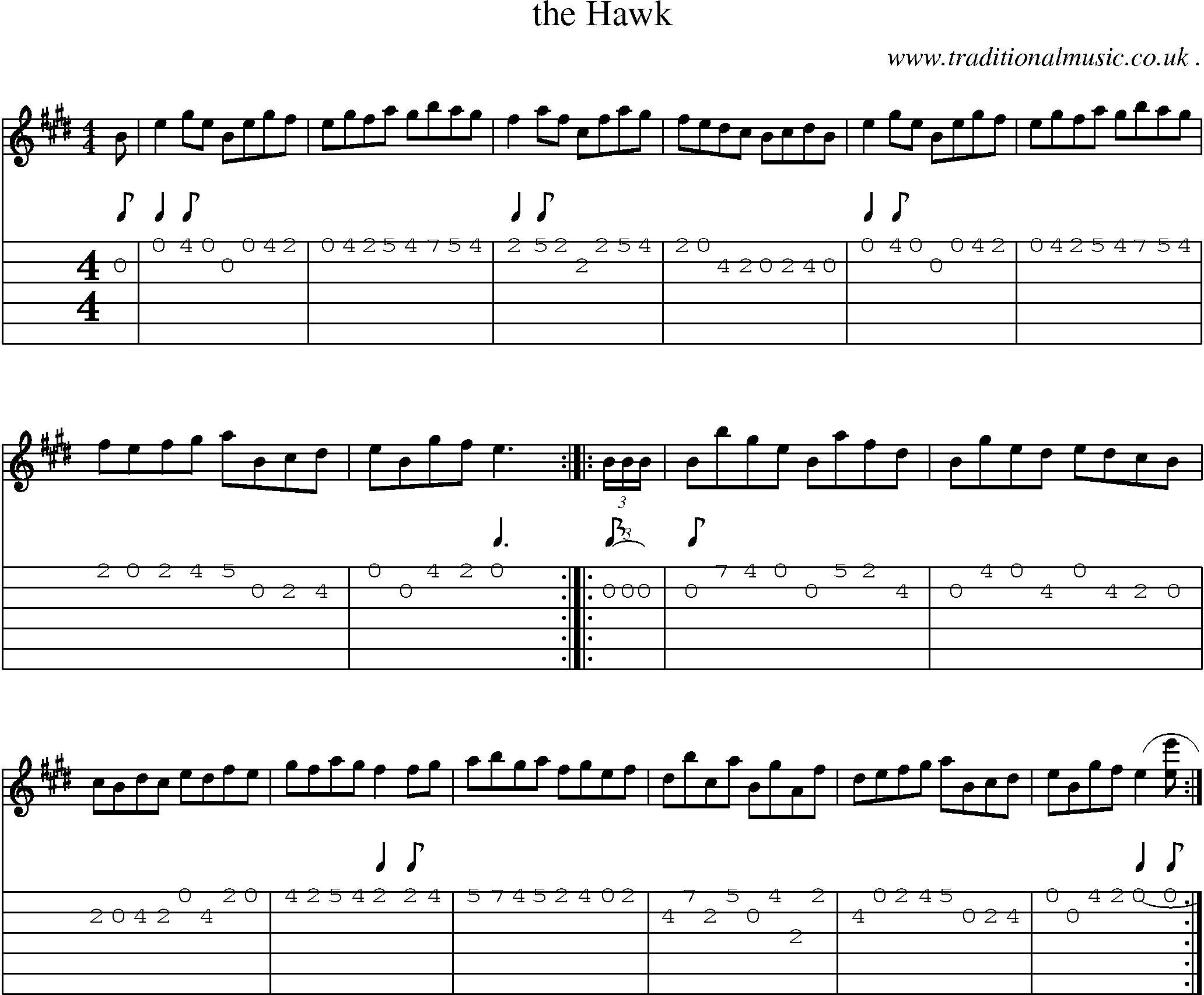 Sheet-Music and Guitar Tabs for The Hawk