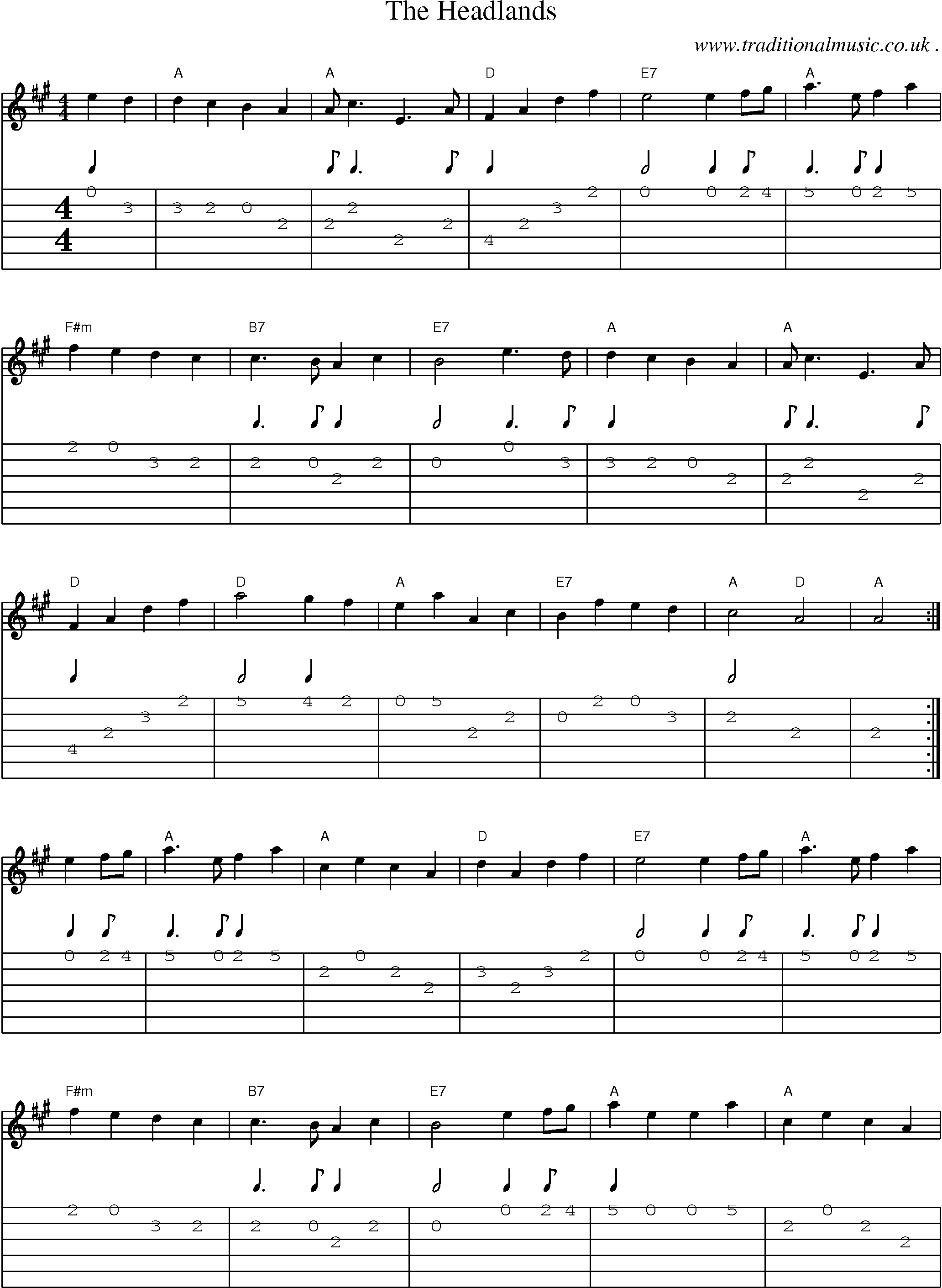 Sheet-Music and Guitar Tabs for The Headlands