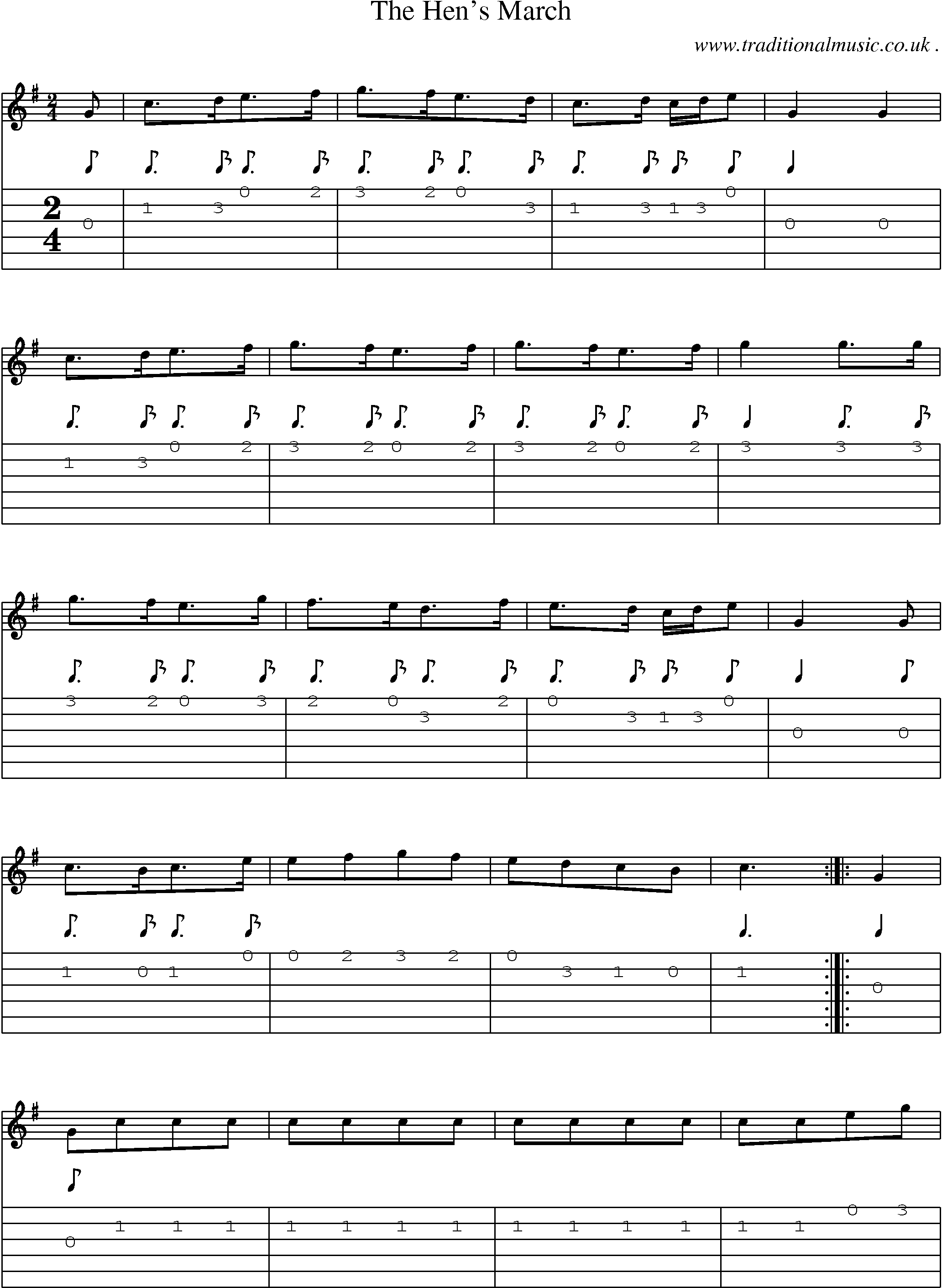 Sheet-Music and Guitar Tabs for The Hens March