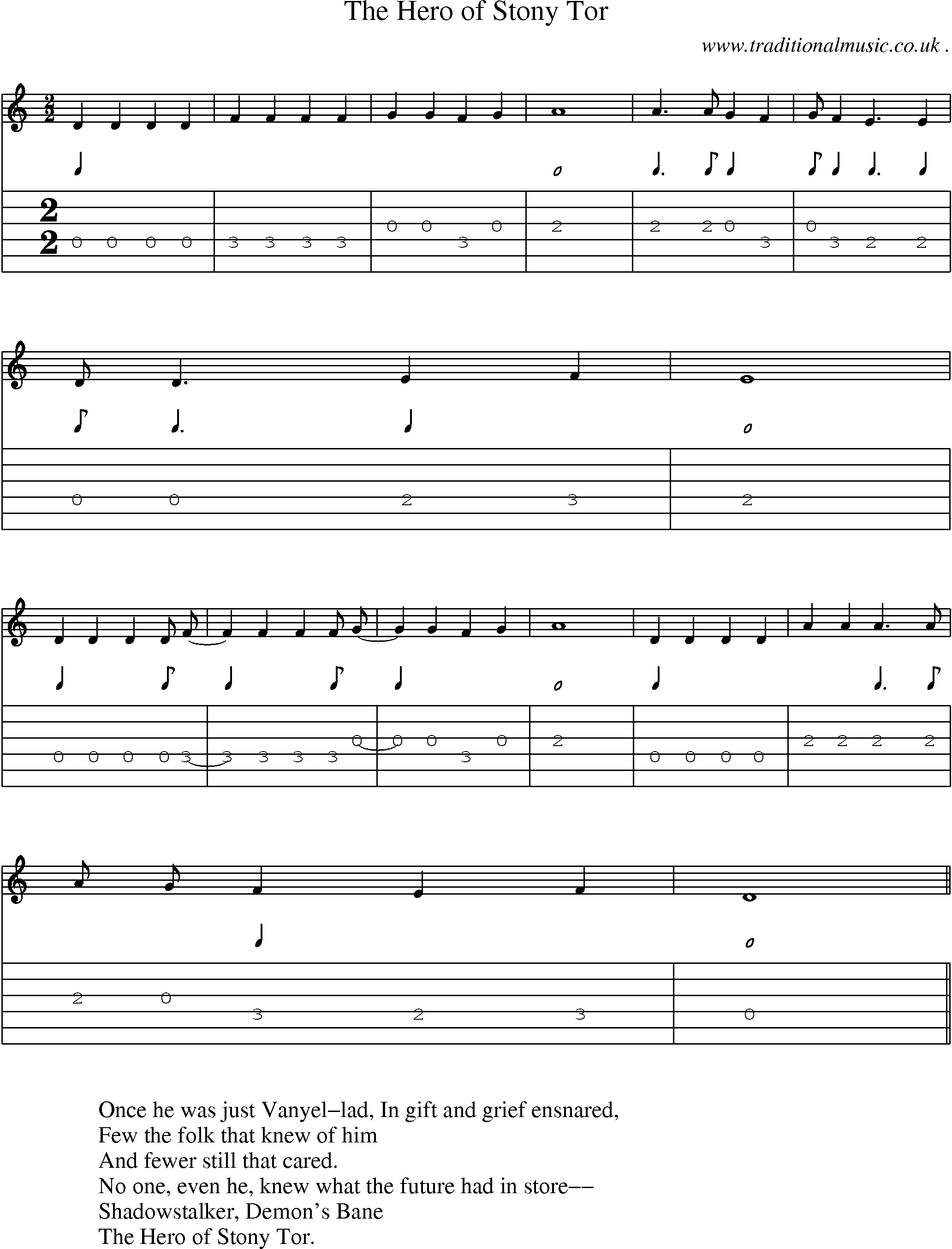 Sheet-Music and Guitar Tabs for The Hero Of Stony Tor