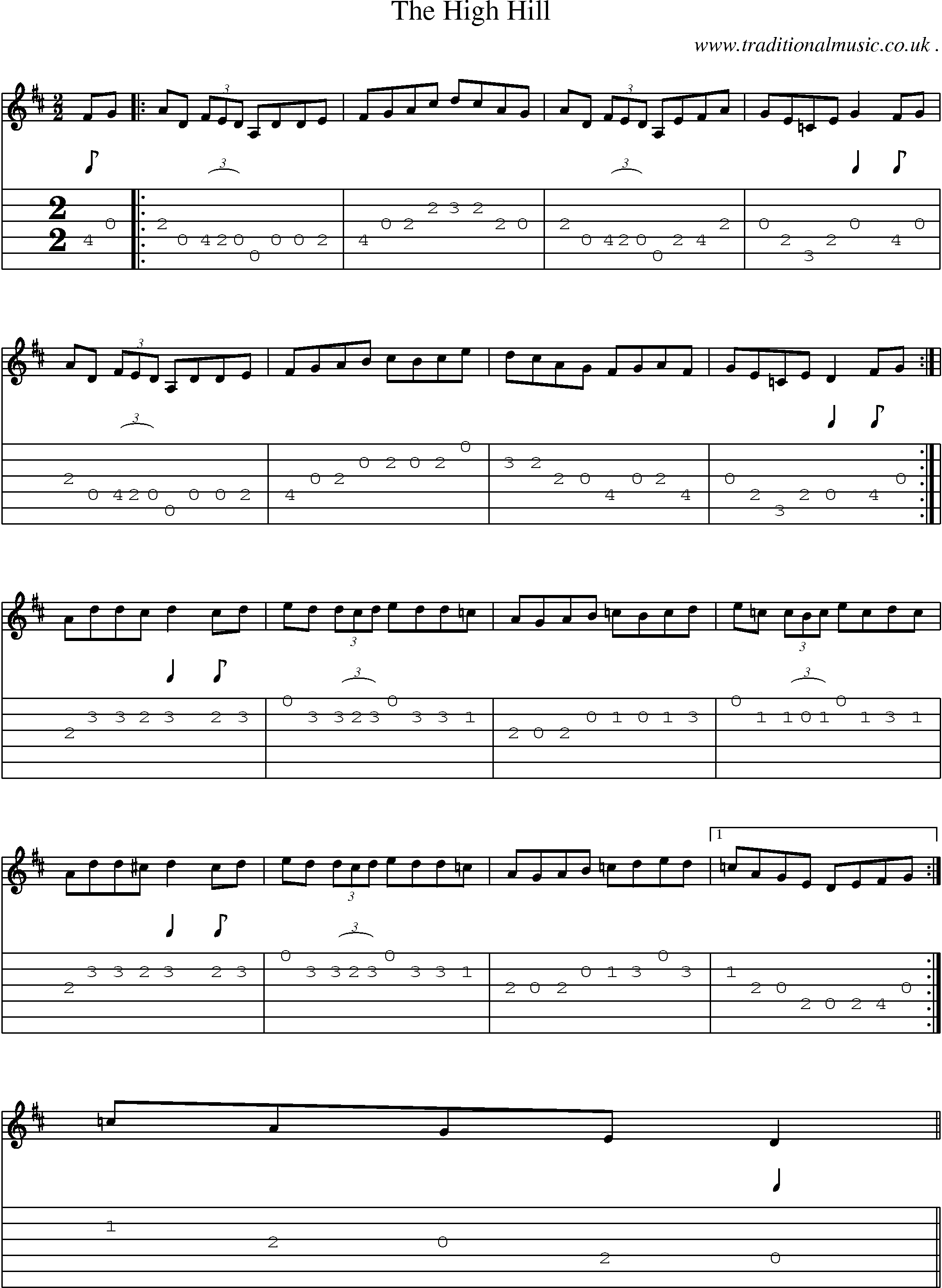 Sheet-Music and Guitar Tabs for The High Hill