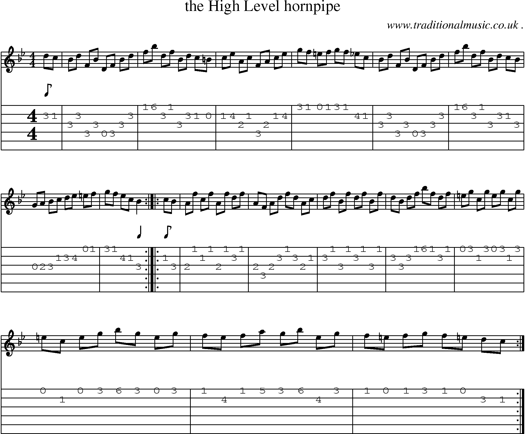 Sheet-Music and Guitar Tabs for The High Level Hornpipe