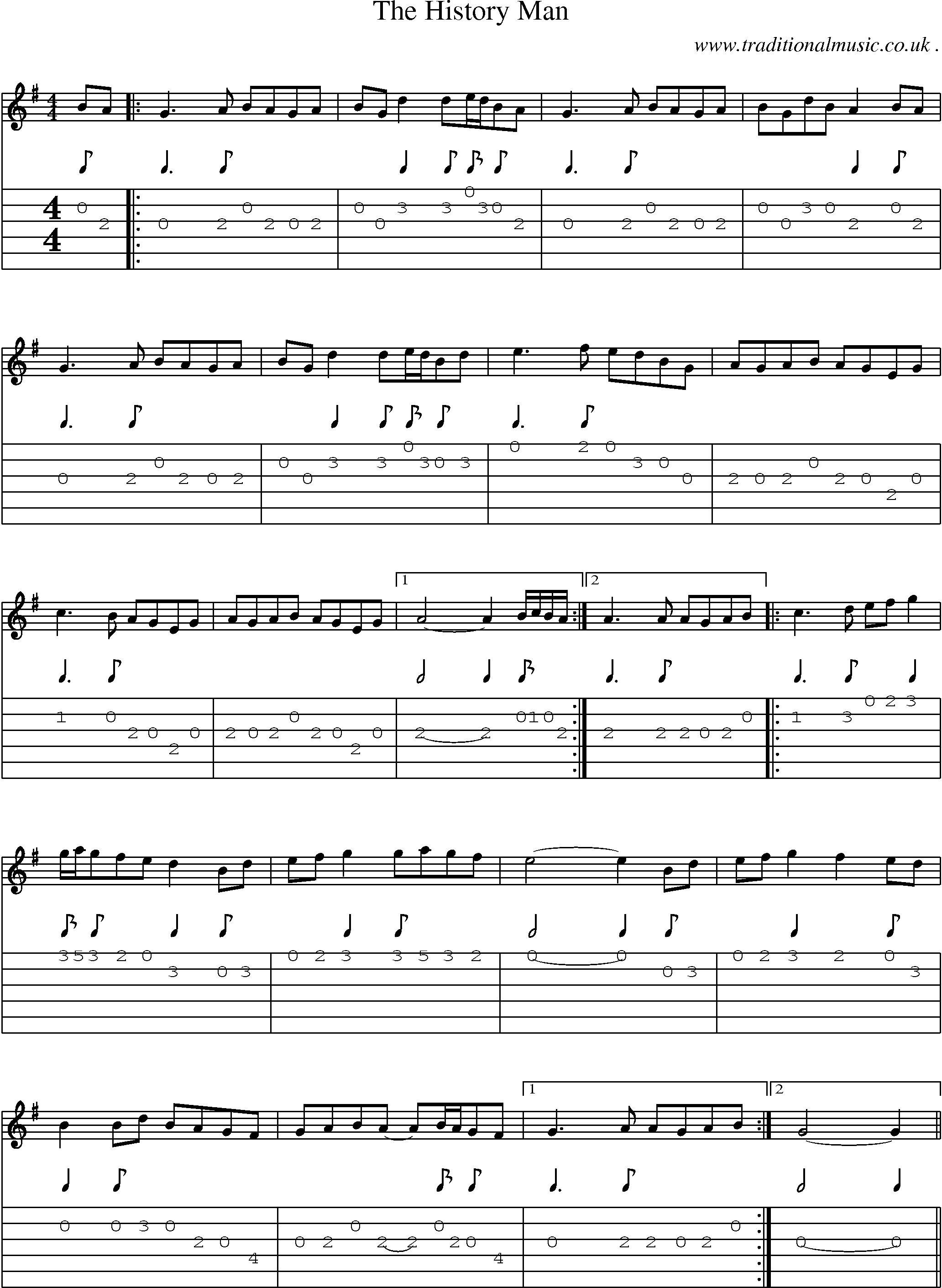 Sheet-Music and Guitar Tabs for The History Man