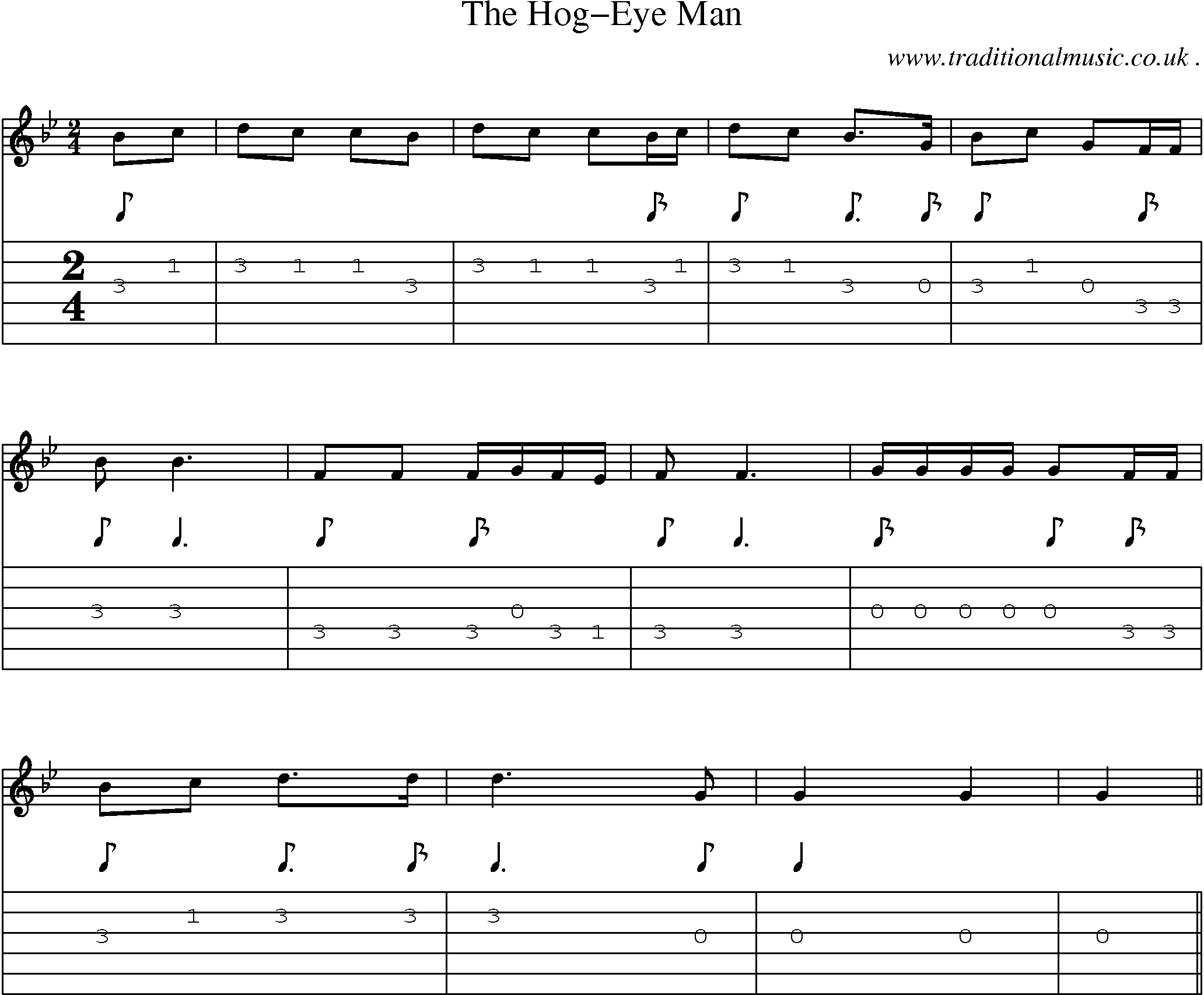 Sheet-Music and Guitar Tabs for The Hog-eye Man