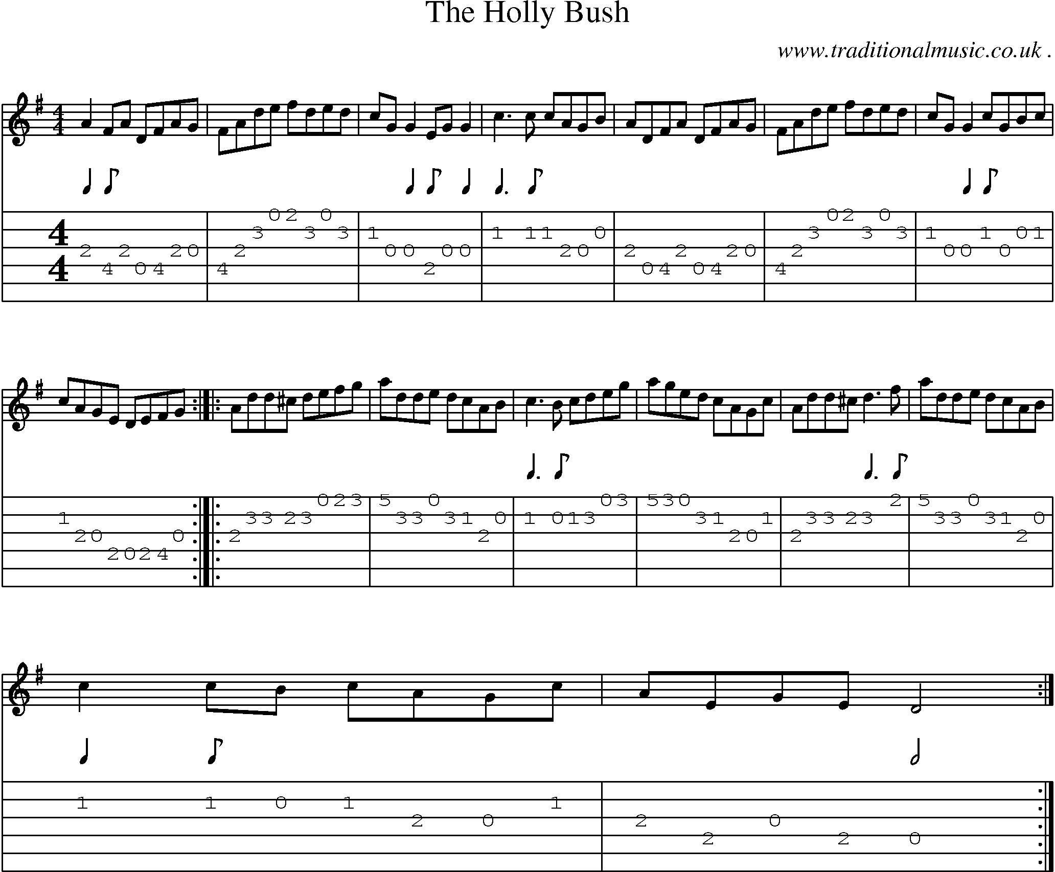 Sheet-Music and Guitar Tabs for The Holly Bush